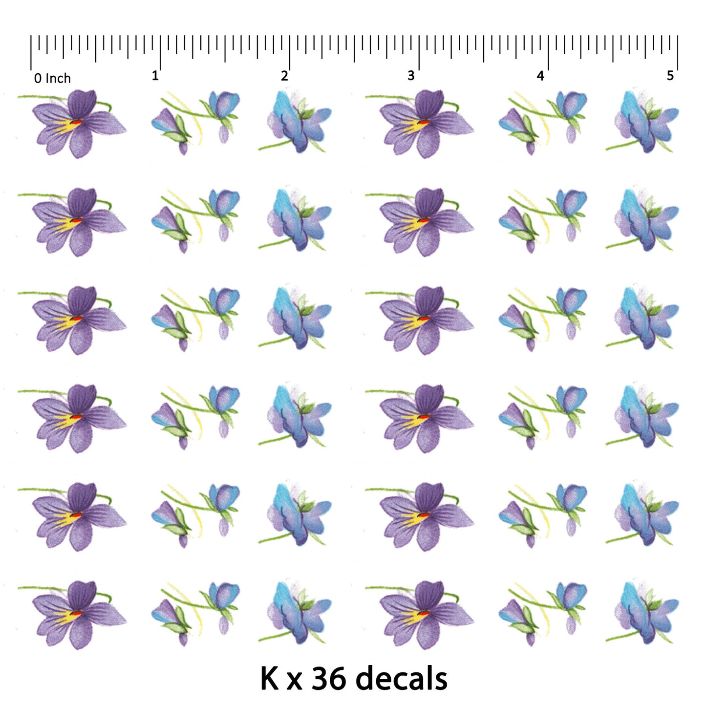 Purple Violet Flower Overglaze Waterslide Ceramic Decals