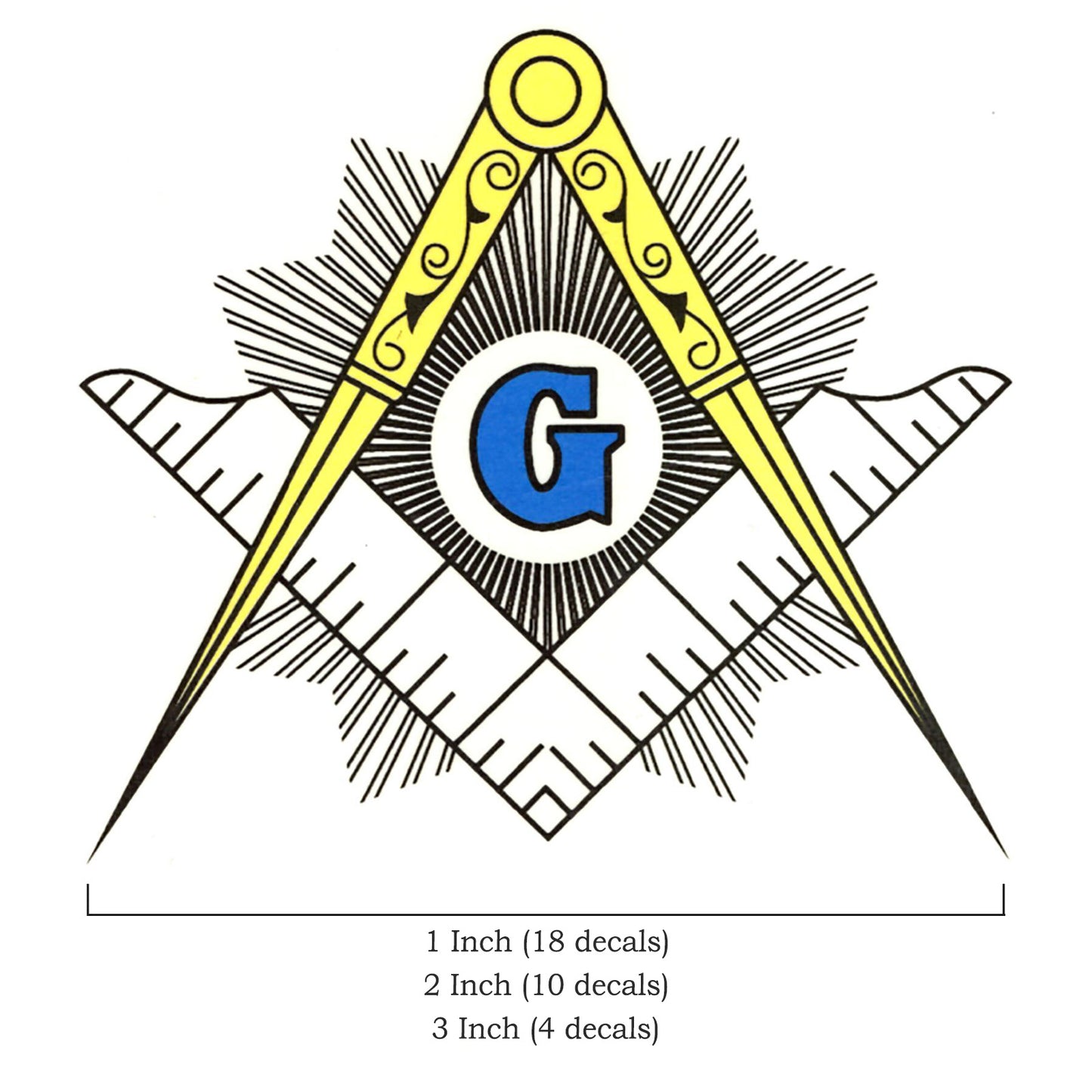 Masonic Emblem Blue Yellow Select-A-Size Waterslide Ceramic Decals