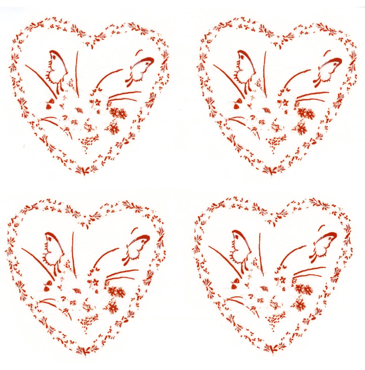 Golden Hearts and Butterflies Overglaze Ceramic Decals