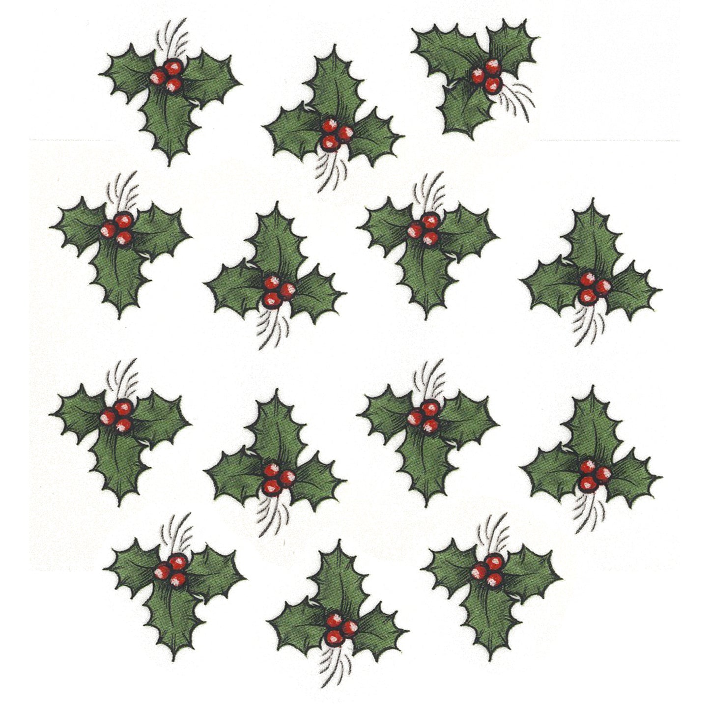 Christmas Green Holly Red Berries Overglaze Waterslide Ceramic Decals