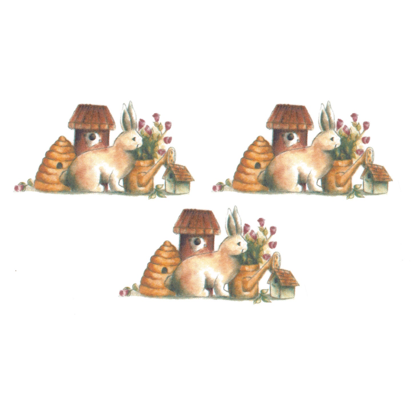 Bunny Rabbit Garden Overglaze Ceramic Decals