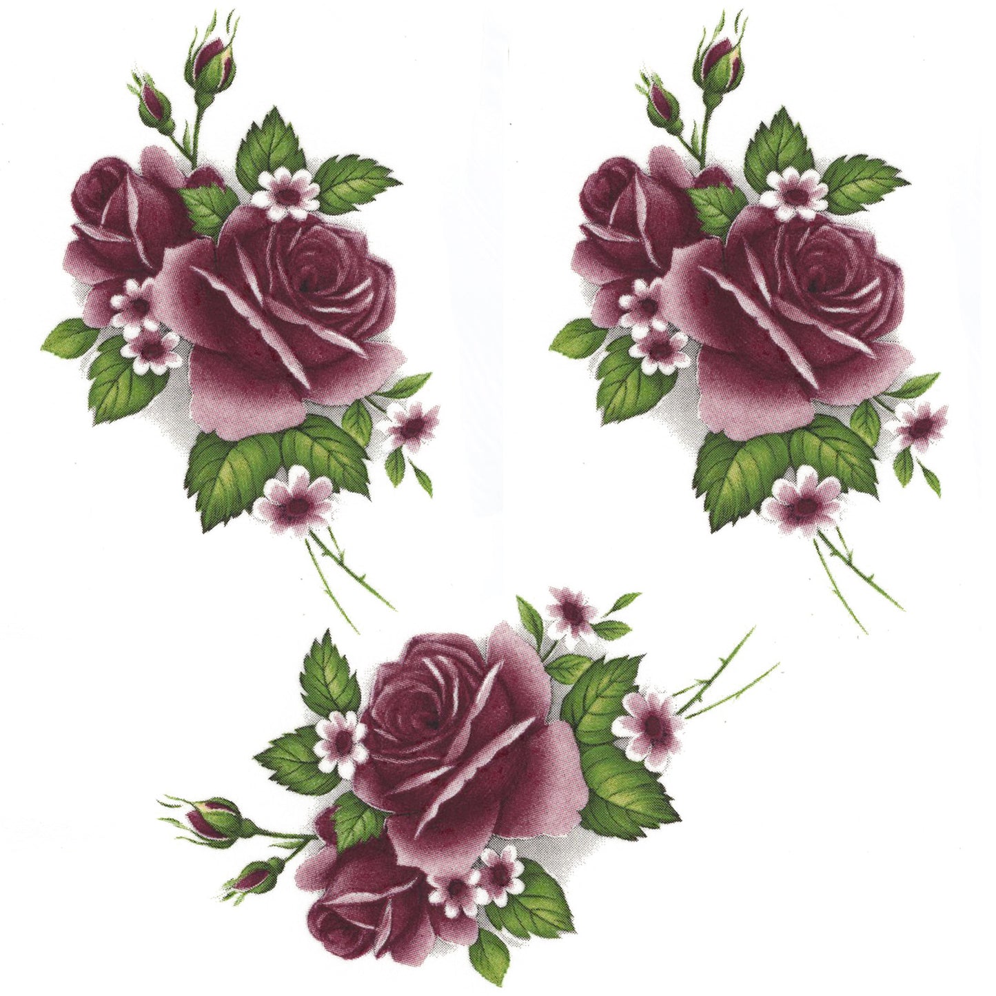 Rose Maroon Flower Style E Overglaze Ceramic Decals