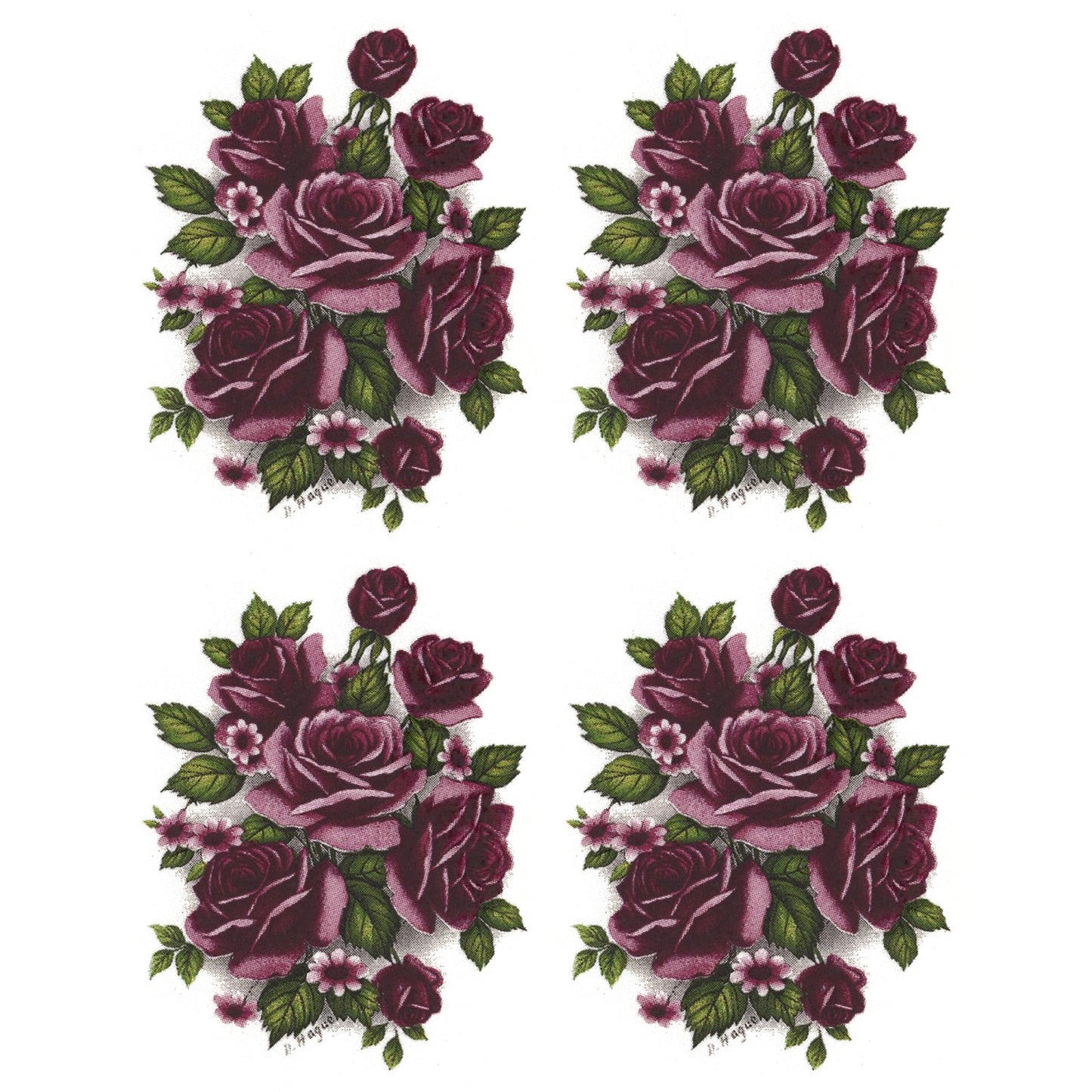 Rose Maroon Flower Style N Overglaze Ceramic Decals