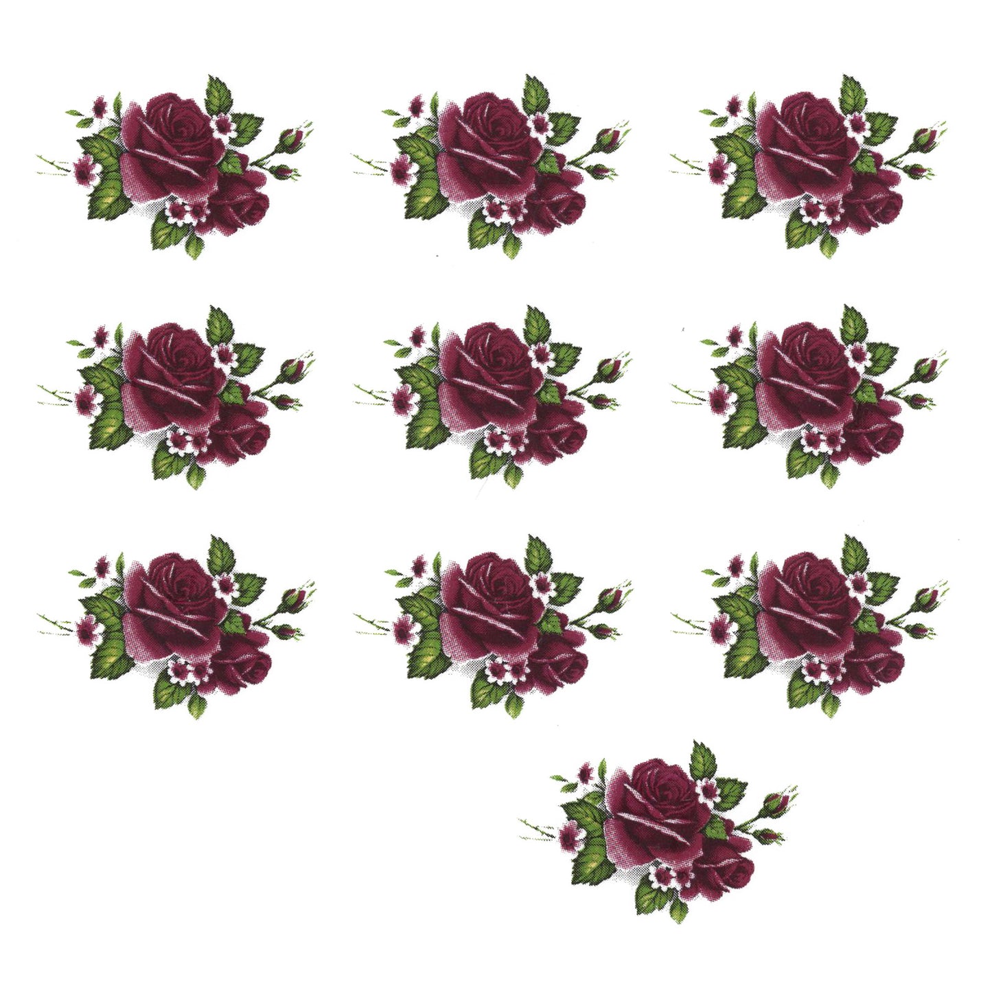Rose Maroon Flower Singles B Overglaze Ceramic Decals