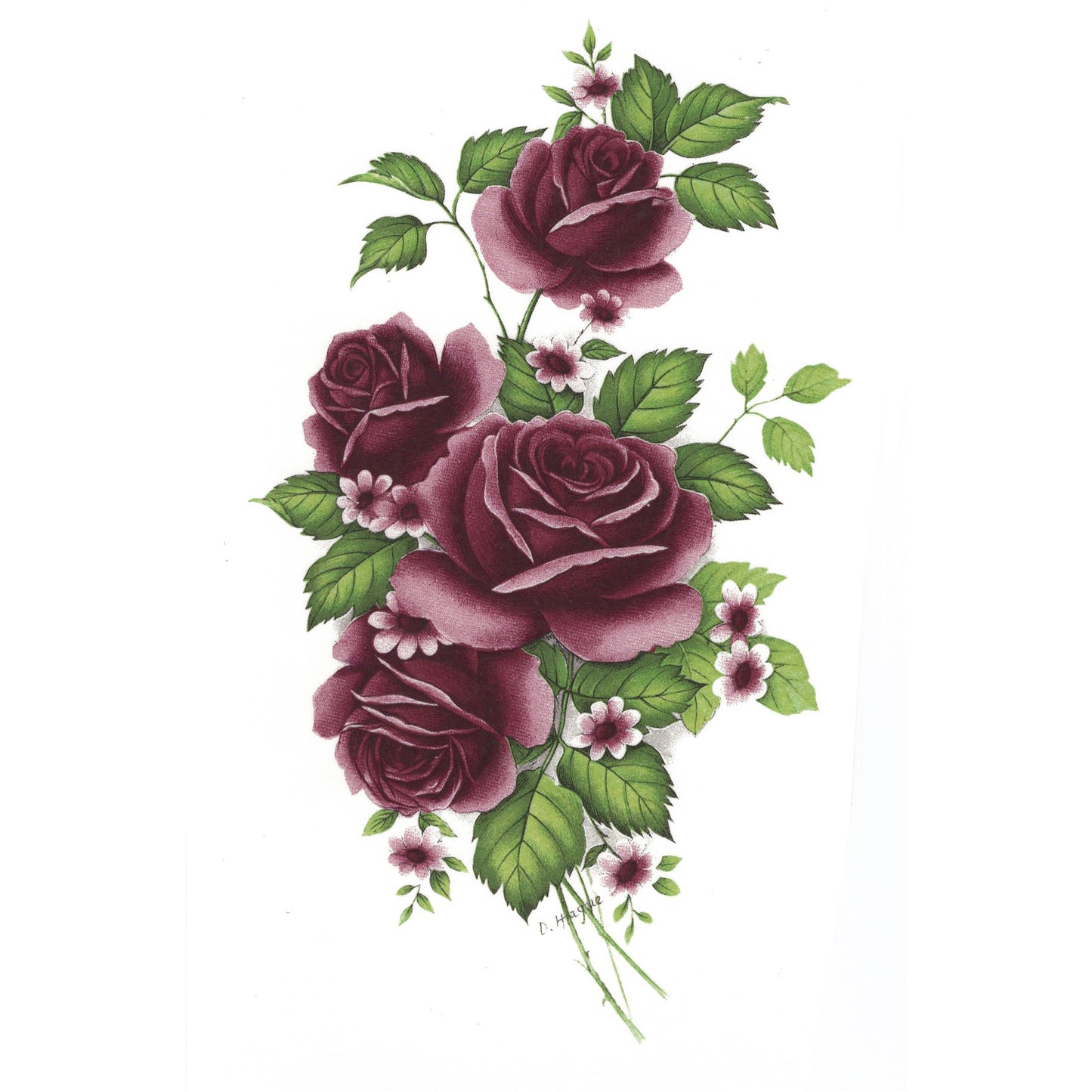 Rose Maroon Flower Overglaze Ceramic Decals
