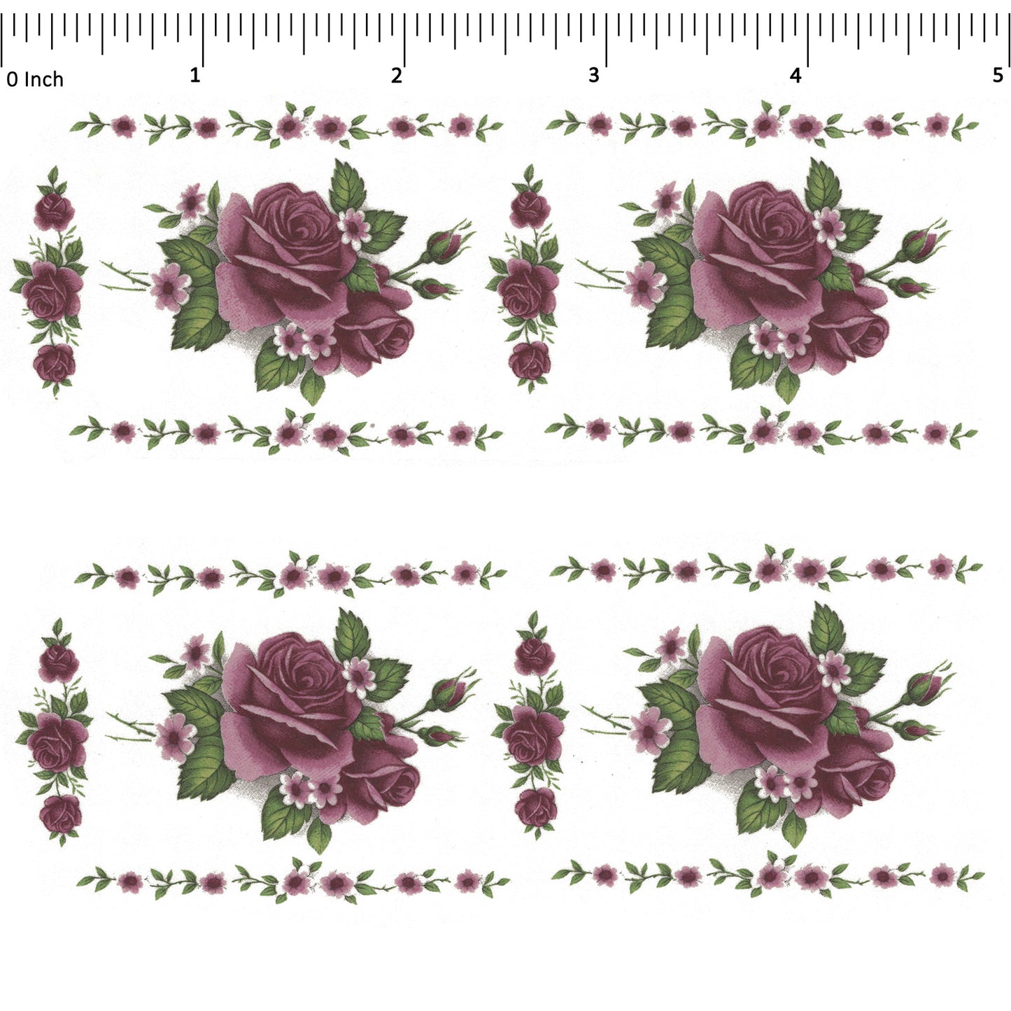 Pink Rose Flower Borders Waterslide Ceramic Decals