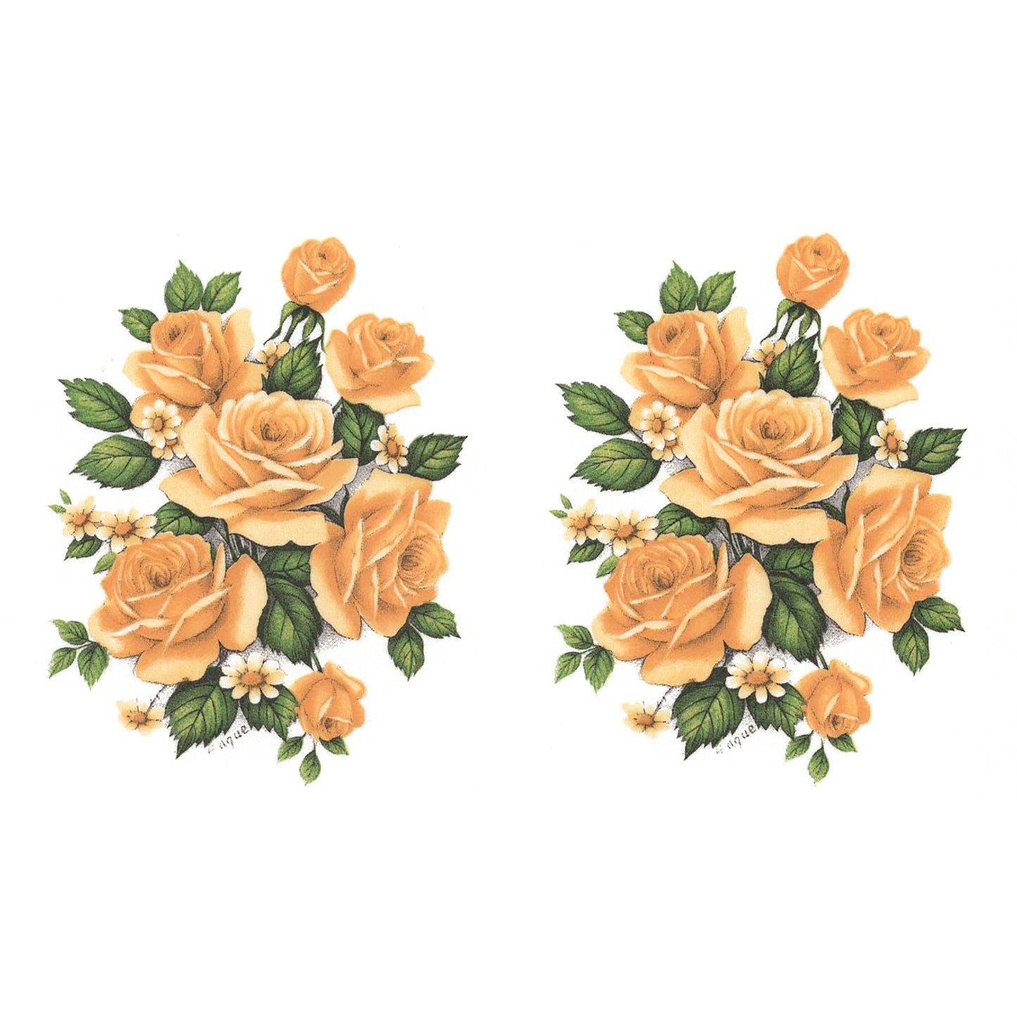 Yellow Rose Flower Bouquet N Overglaze Waterslide Ceramic Decals