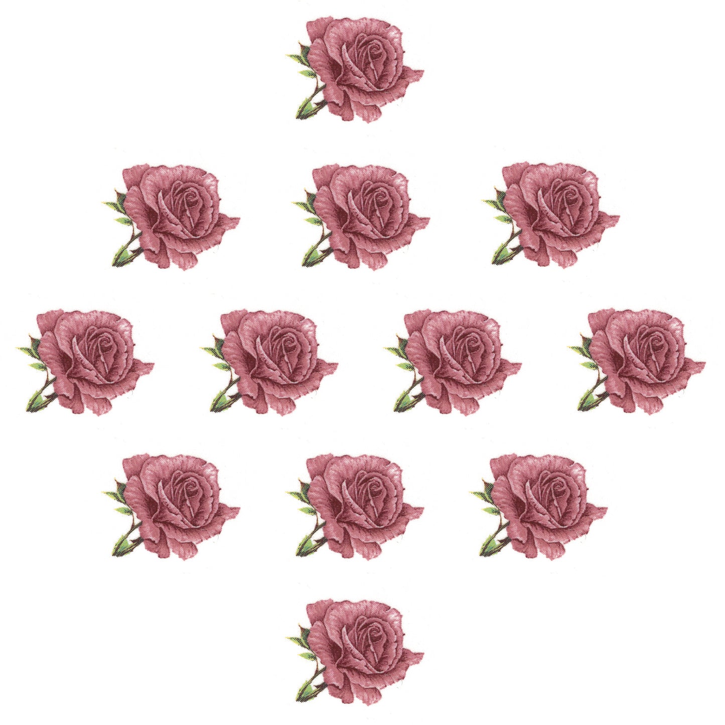 Pink Rose Flowers 12 pcs 0.75 Inch Overglaze Waterslide Ceramic Decals