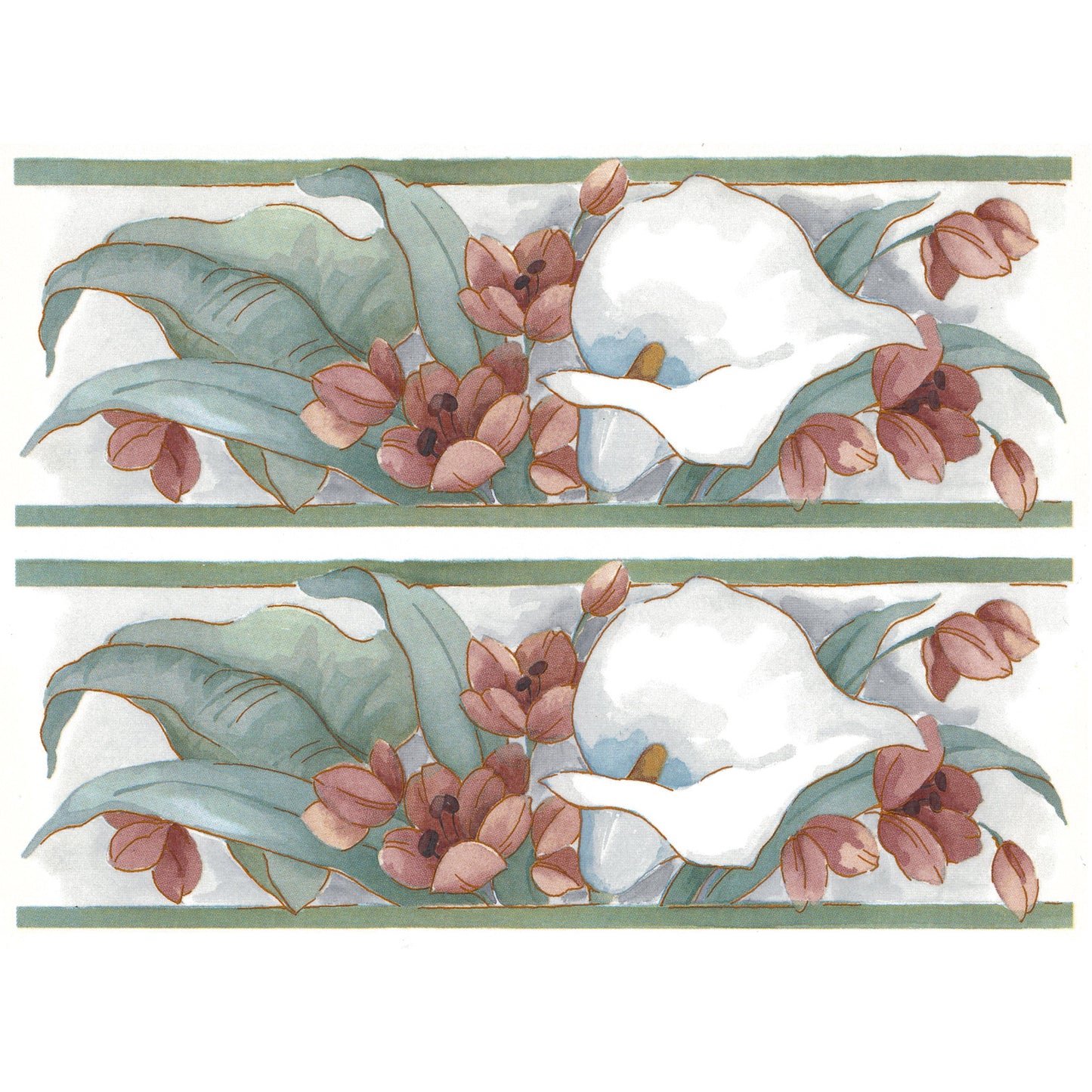Calla Lily Flower Wraps Gold Accents Overglaze Waterslide Ceramic Decals