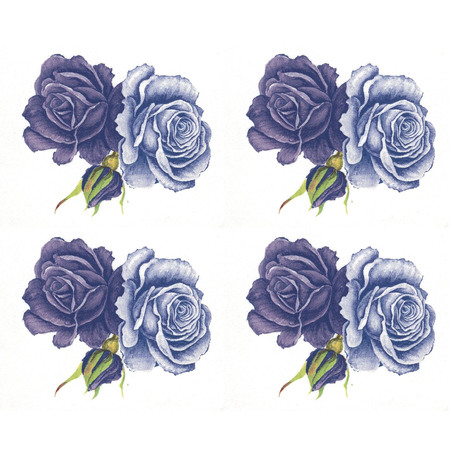 Purple Lavender Roses with Bud 4 pcs 2 Inch Waterslide Ceramic Decals