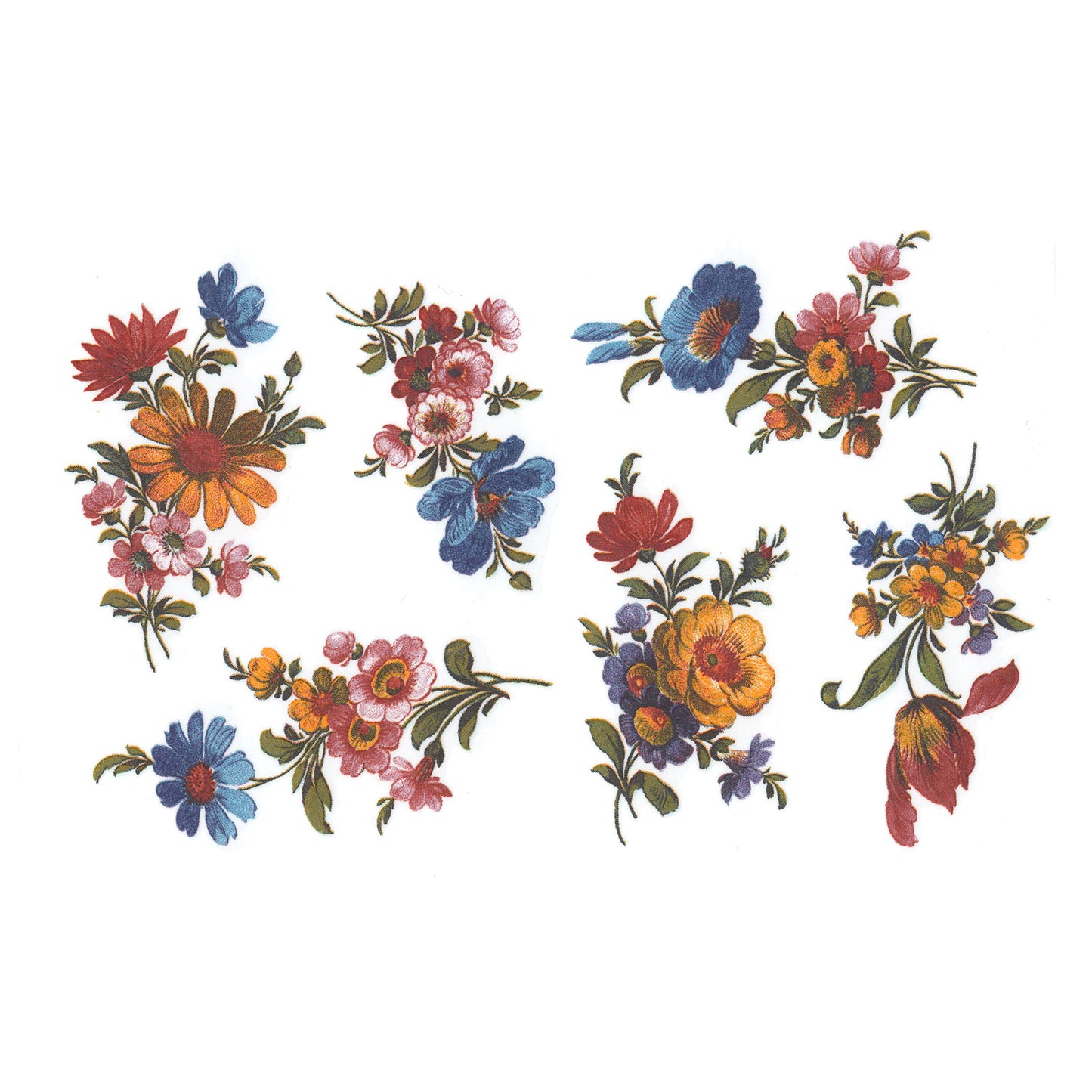 Classic Vibrant Retro Flower Bouquet Overglaze Waterslide Ceramic Decals