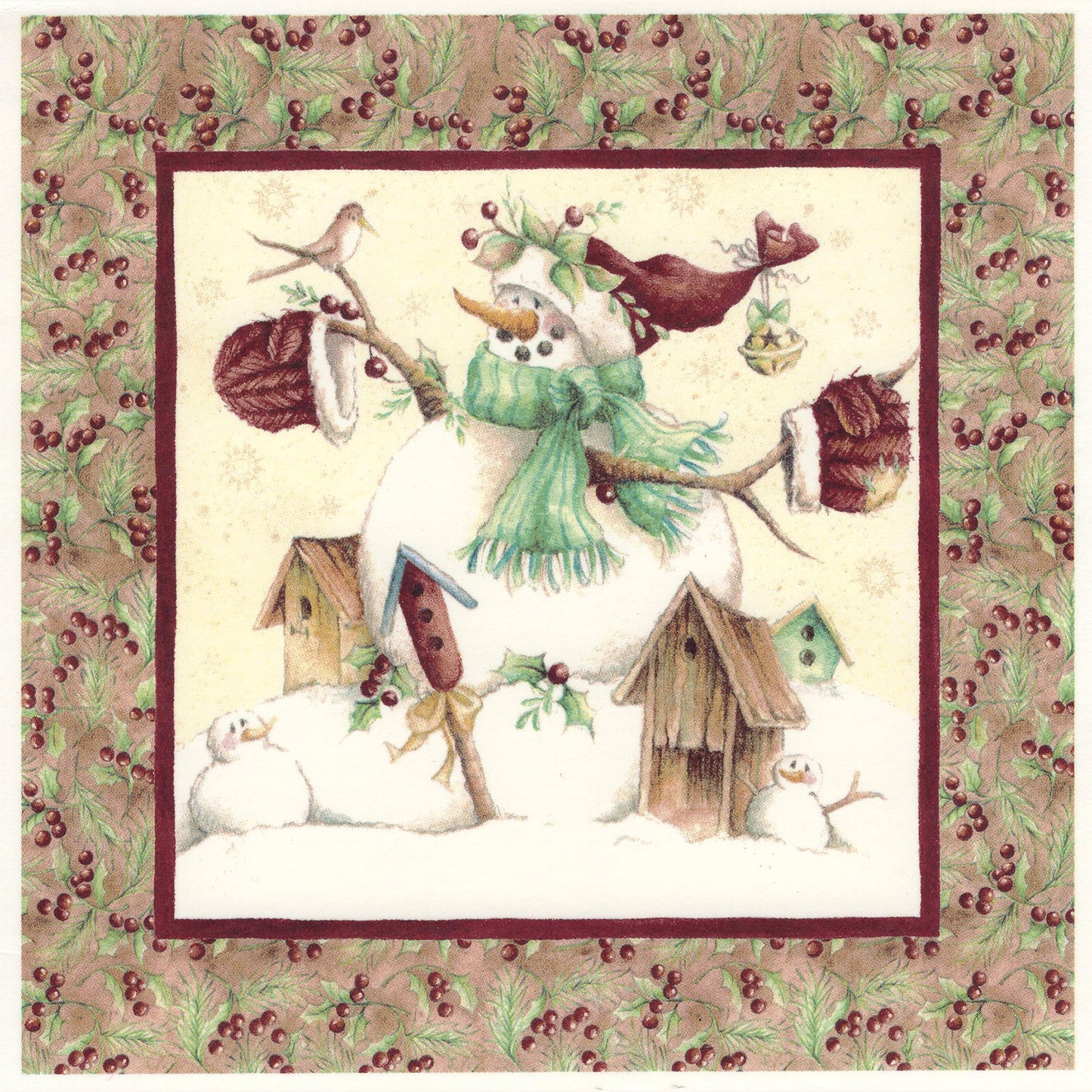 Christmas Snowman Birdhouses Square Overglaze Ceramic Decals