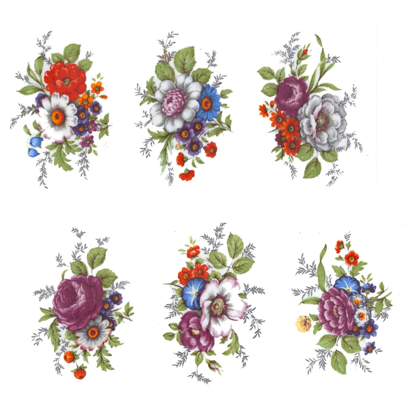 Flowers Wildflowers Bouquets Style B Overglaze Ceramic Decals