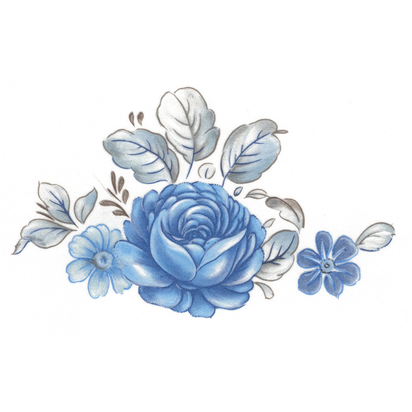 Wild Blue Rose Single Overglaze Waterslide Ceramic Decals