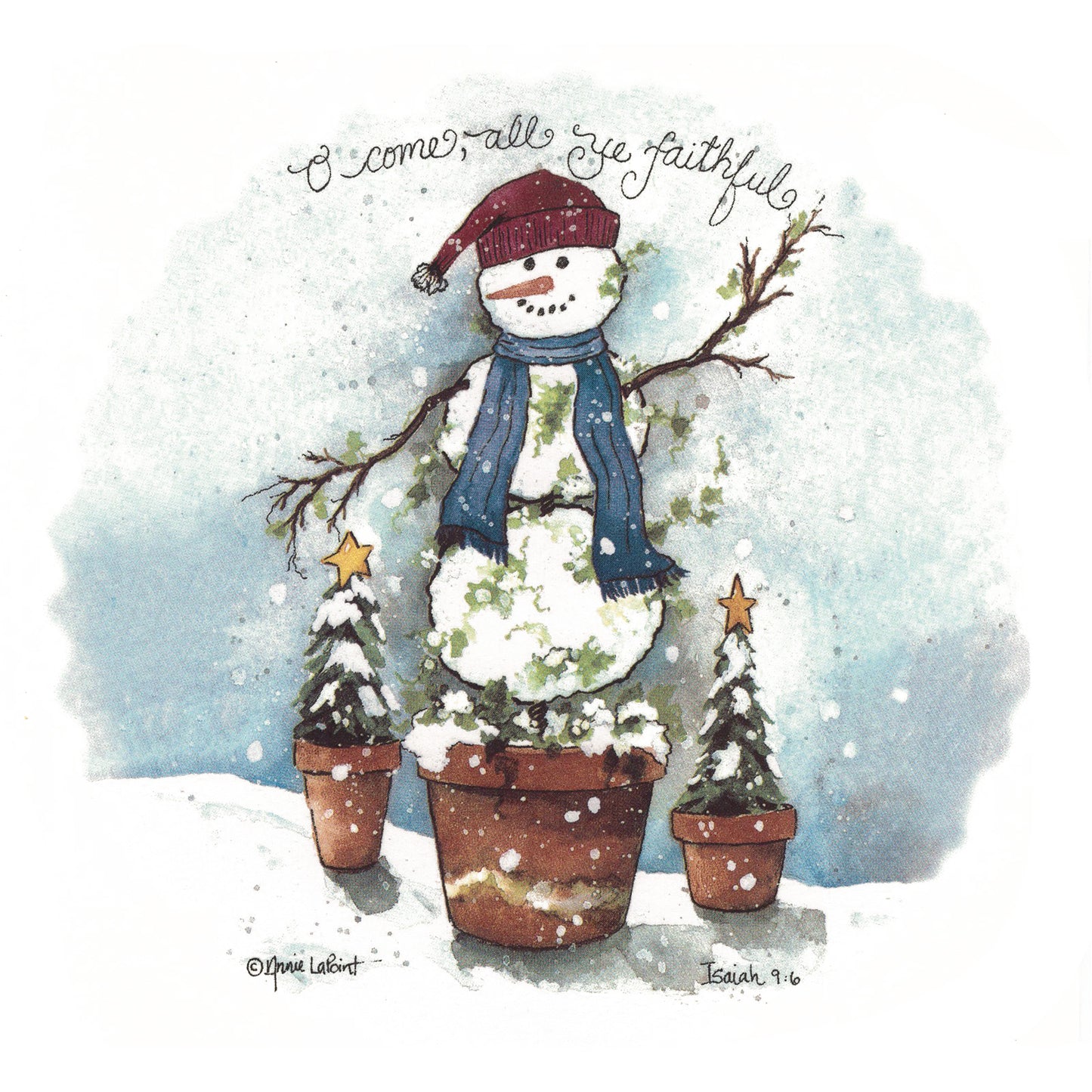 Christmas Snowman O' Come All Ye Faithful Overglaze Ceramic Decals