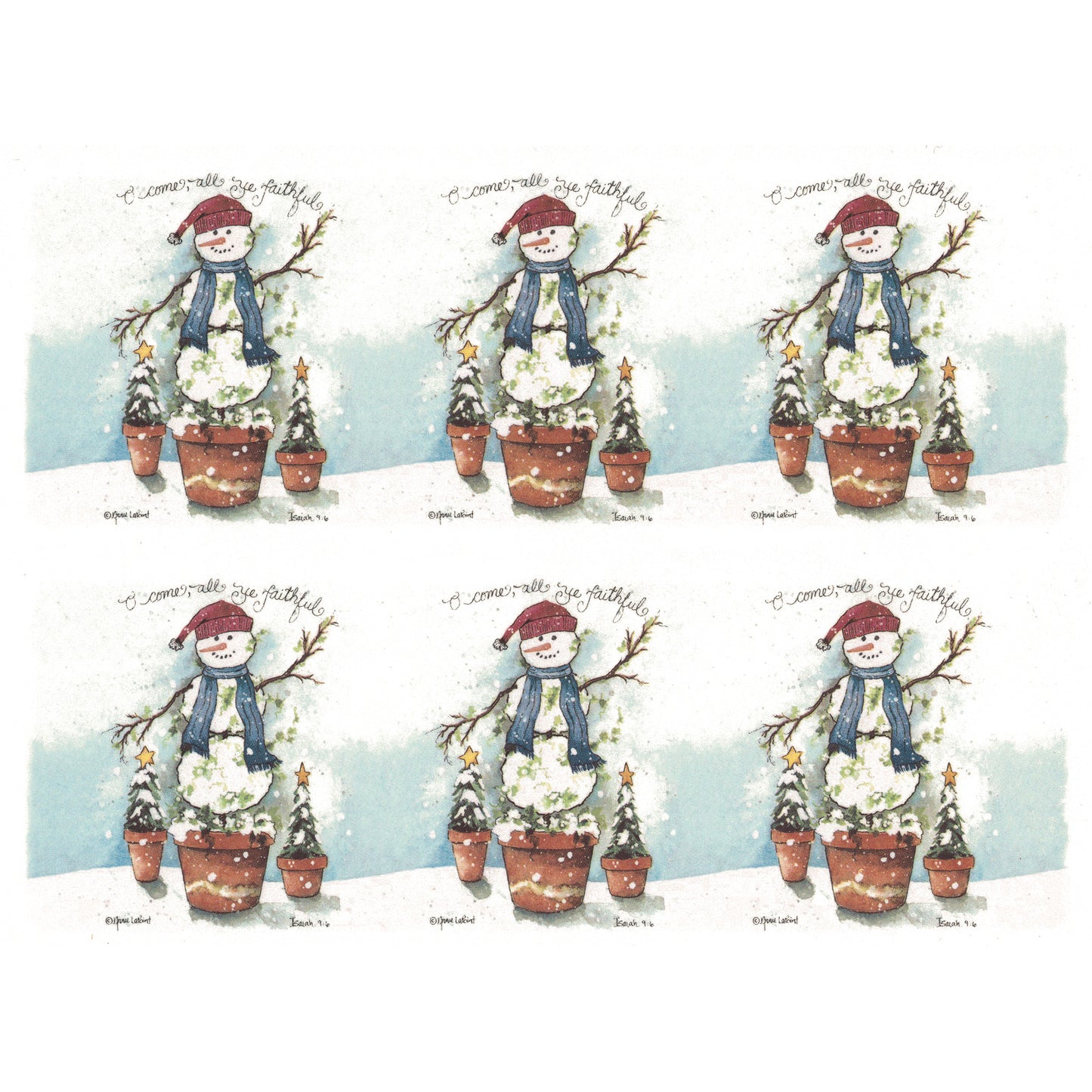 Christmas Snowman O Come All Ye Faithful Mug Wrap Overglaze Ceramic Decals
