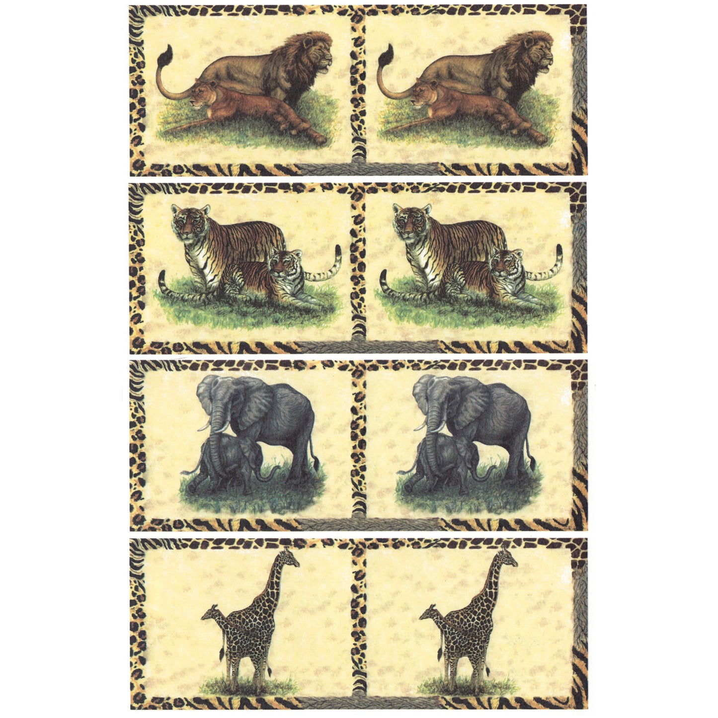 Safari Animals Set Lion Tiger Elephant Giraffe Overglaze Ceramic Decals