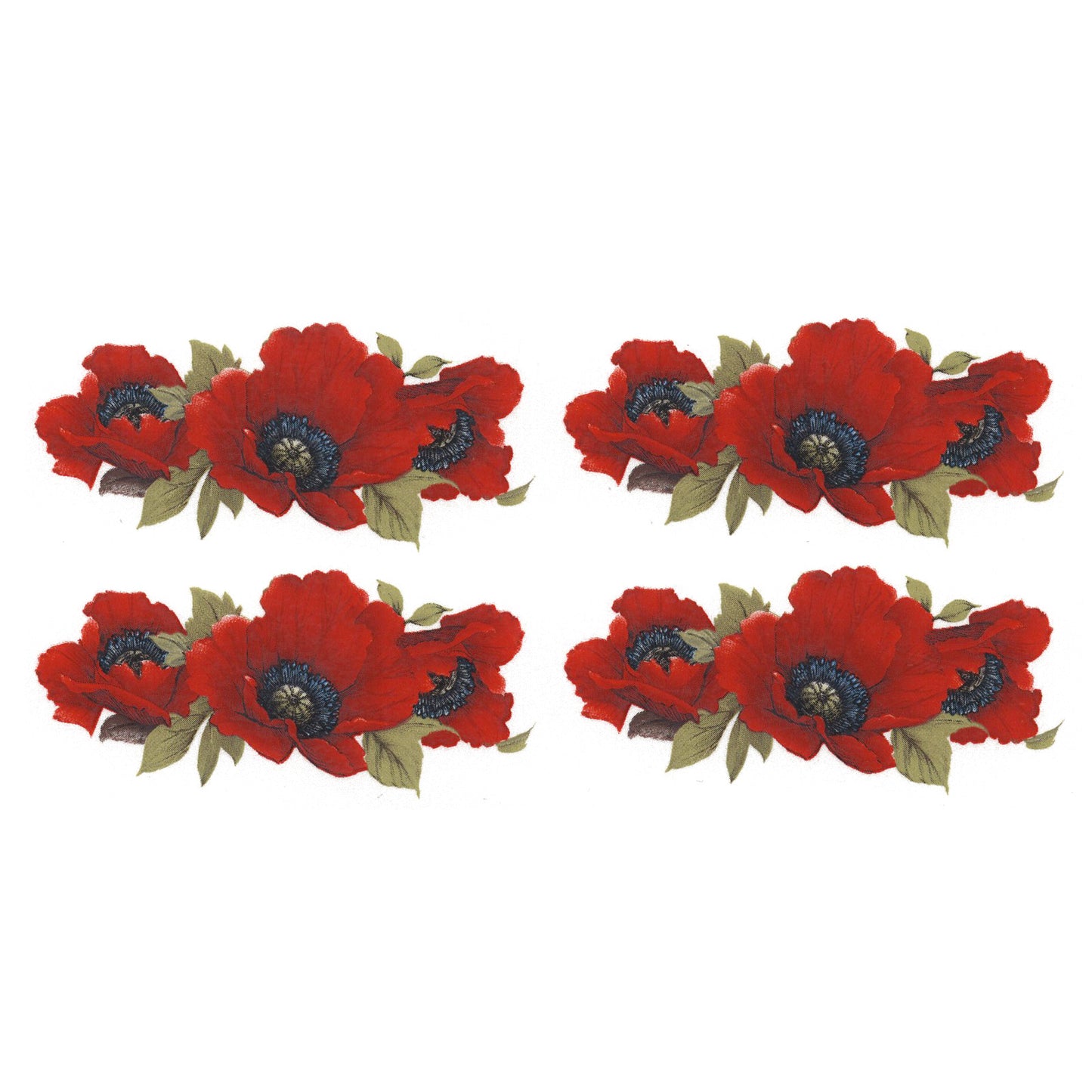 Red Poppy Flower H Overglaze Ceramic Decals