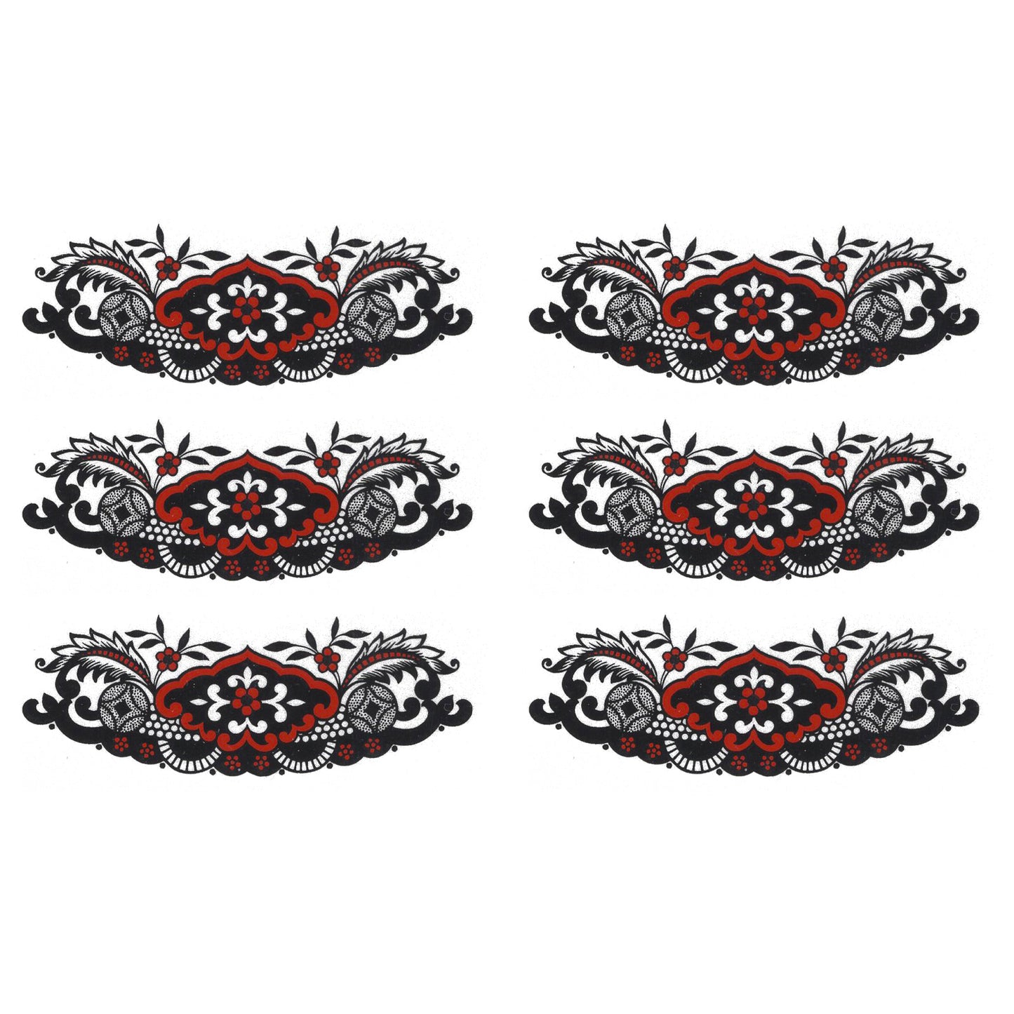 Black Red Willow Oriental Scene Overglaze Waterslide Ceramic Decals