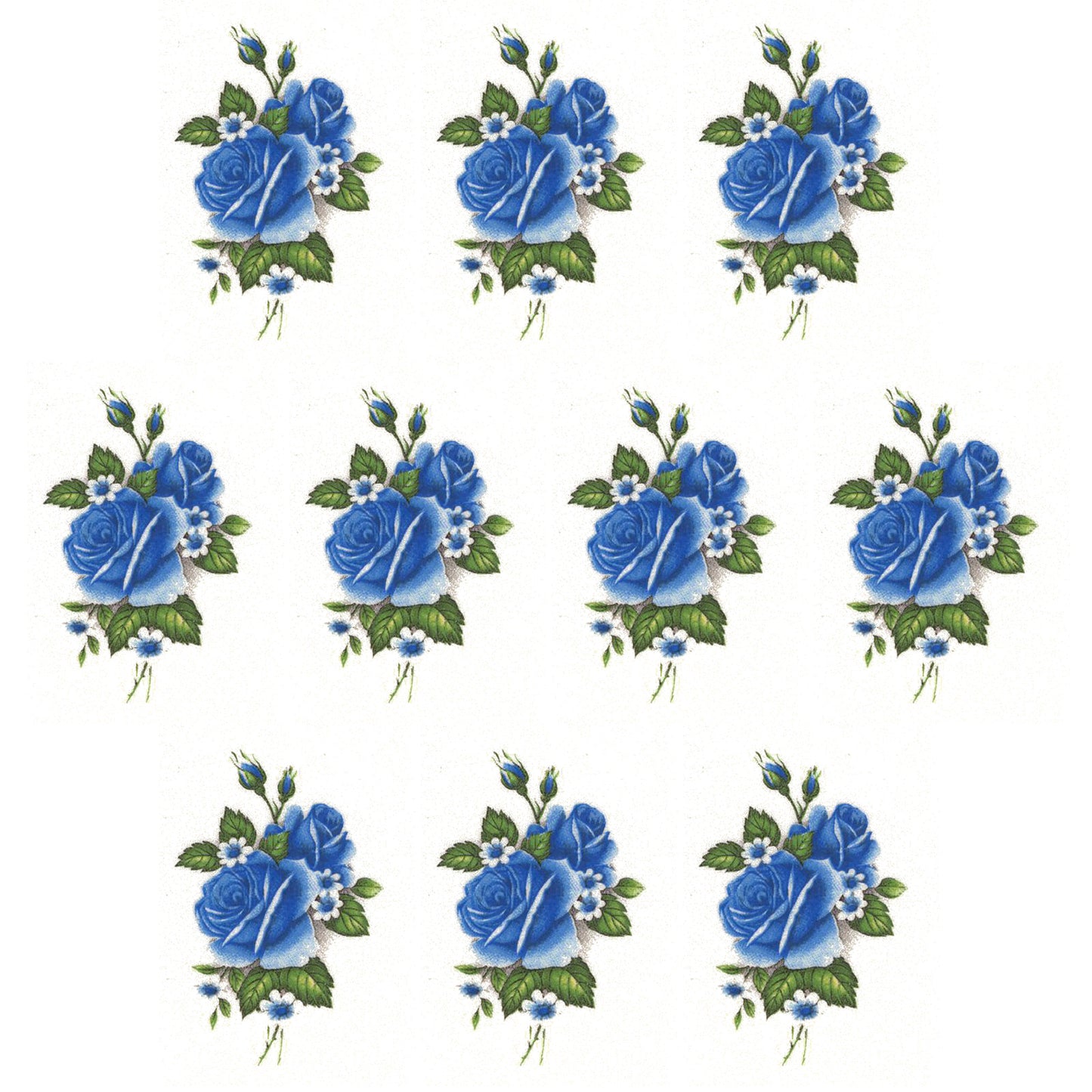 Rose Blue Flower Style Q Overglaze Waterslide Ceramic Decals