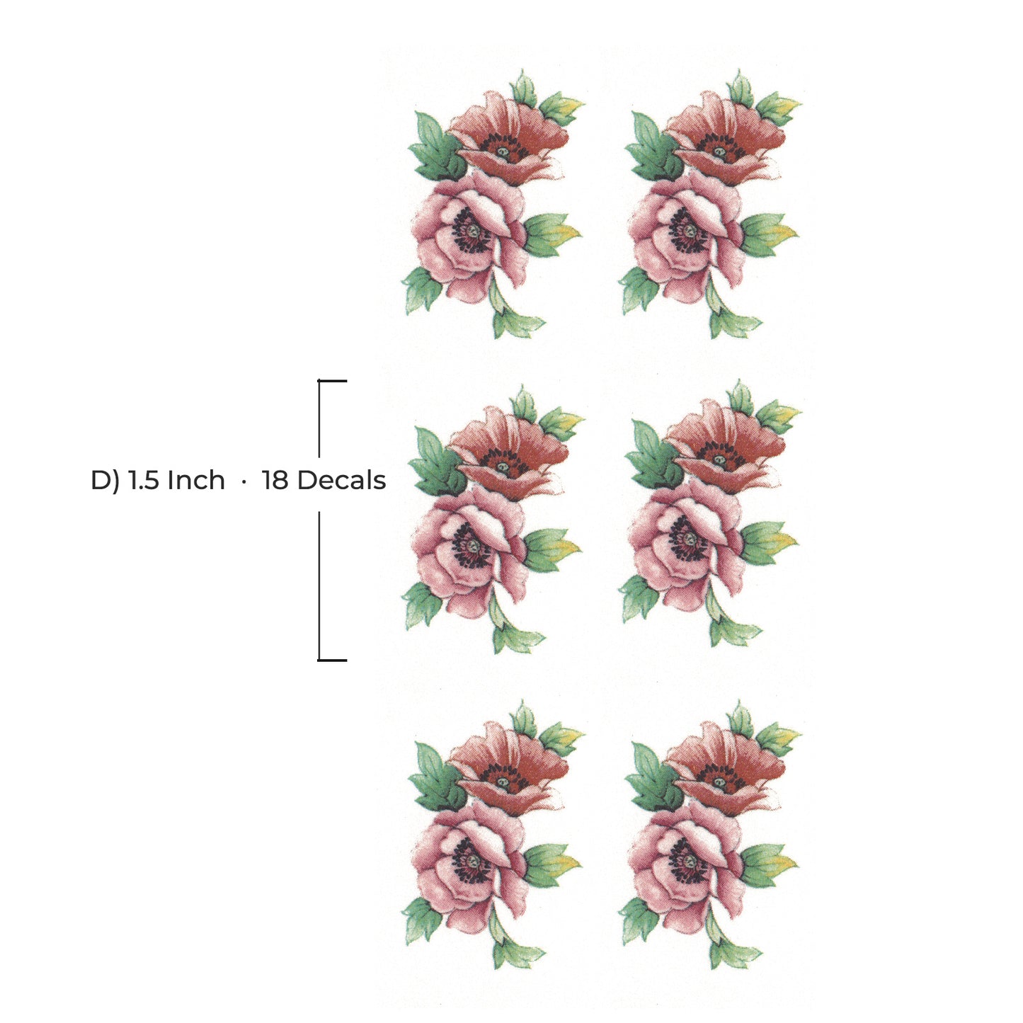 Pink Yellow Poppy Flowers Overglaze Waterslide Ceramic Decals
