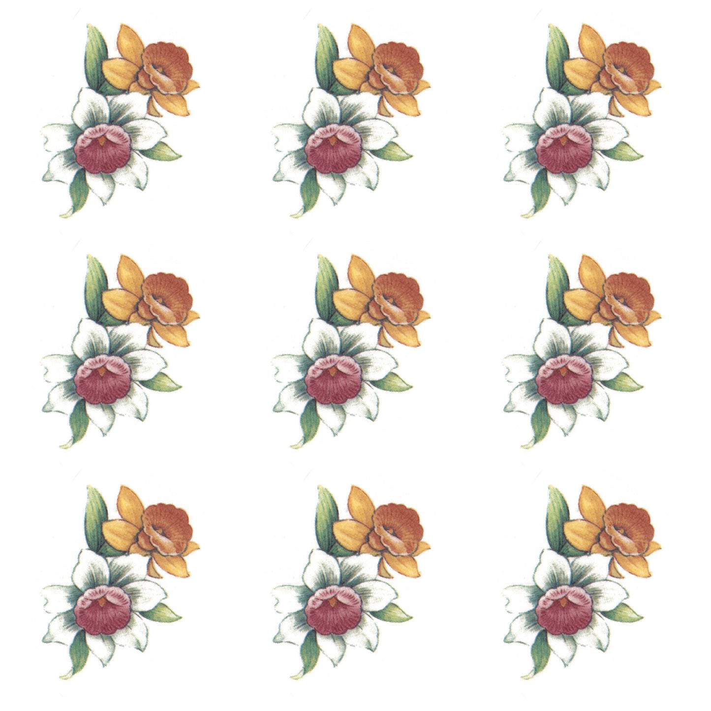 Pink Yellow Daffodil Flowers 9 pcs 1.5 Inch Overglaze Waterslide Ceramic Decals