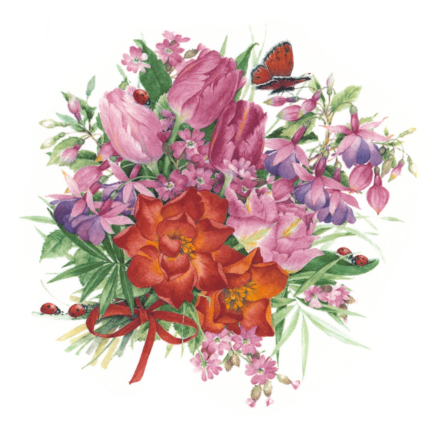Tulips Bouquet Wild Rose Fuchsia Overglaze Ceramic Decals
