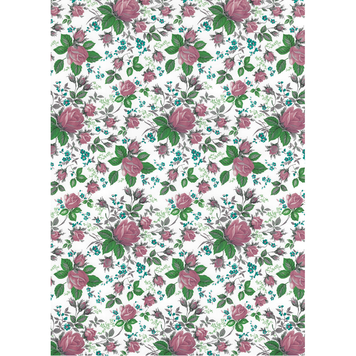 Allover Chintz Pink Rose Blooming Roses 9 x 13 Inch Ceramic Decal Sheet
