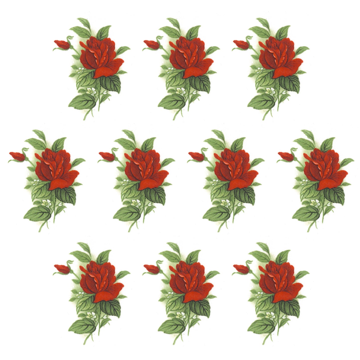 Red Rose Spray Flower Single Overglaze Waterslide Ceramic Decals