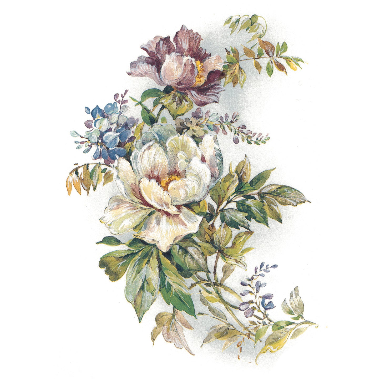 White Pink Blue Yellow Wild Flowers Overglaze Waterslide Ceramic Decals