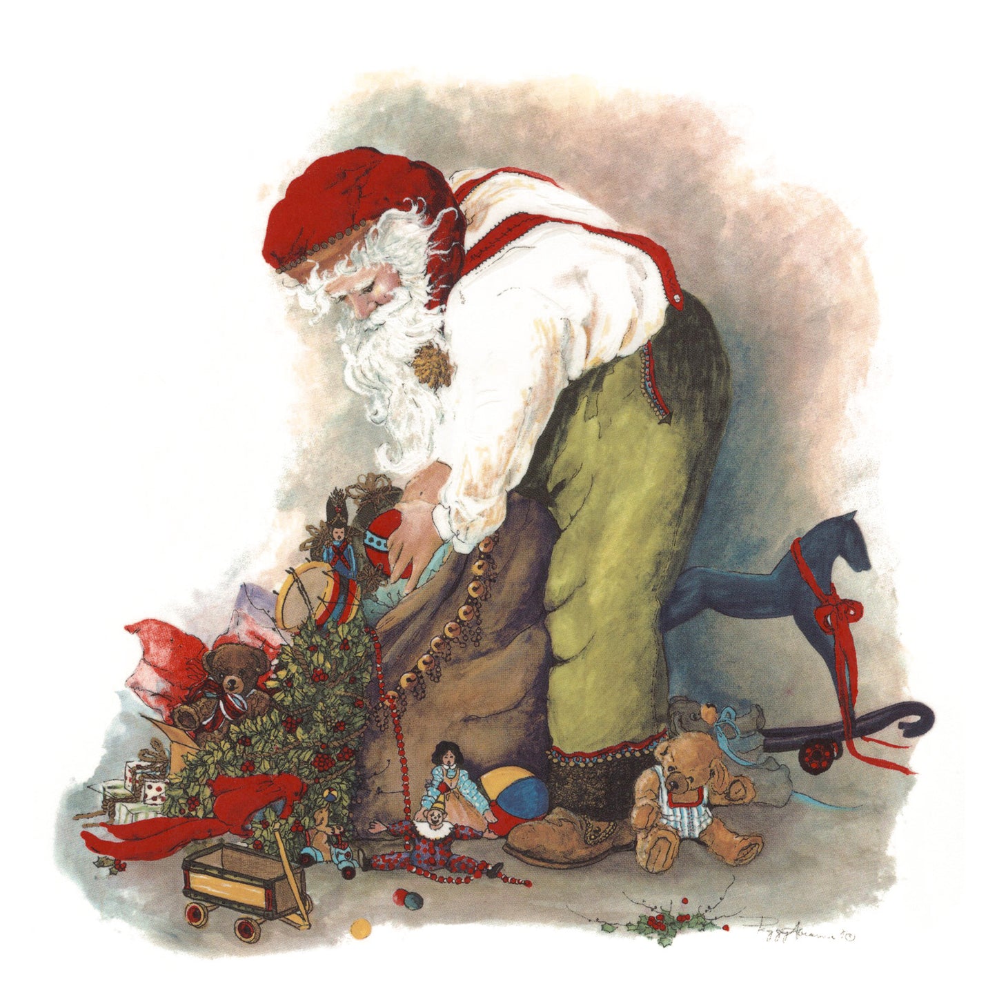 Christmas Santa Bag of Toys Overglaze Ceramic Decals