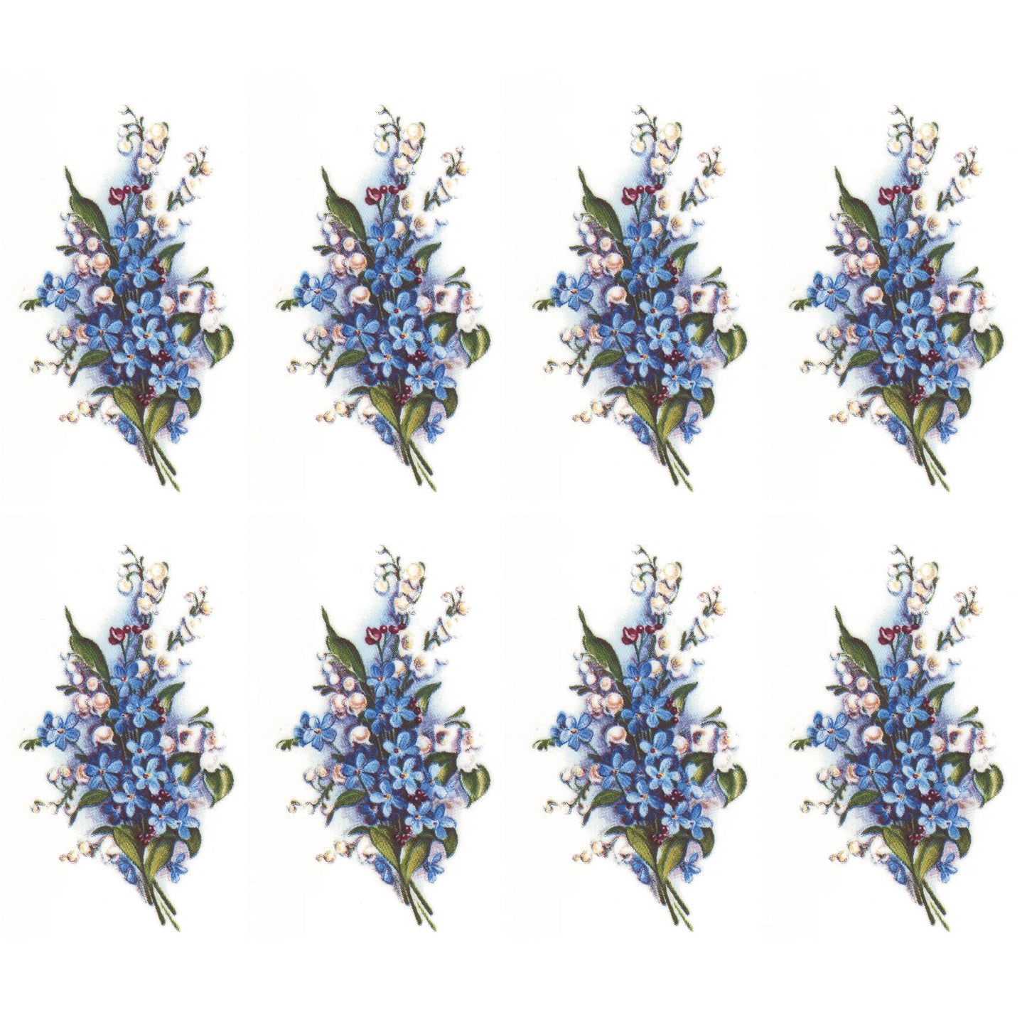 Forget Me Not Lily Flowers 2 Inch 8 pcs Overglaze Waterslide Ceramic Decals