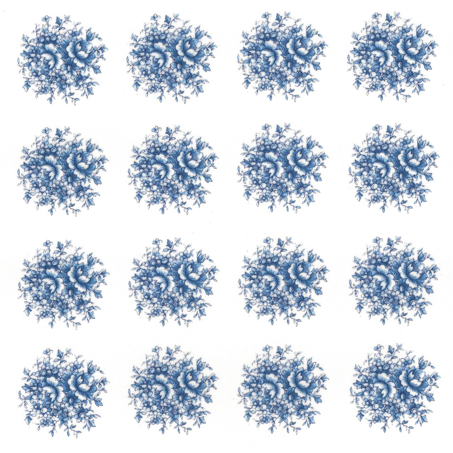 Royal Blue Rose Flowers Patterned Overglaze Ceramic Decals