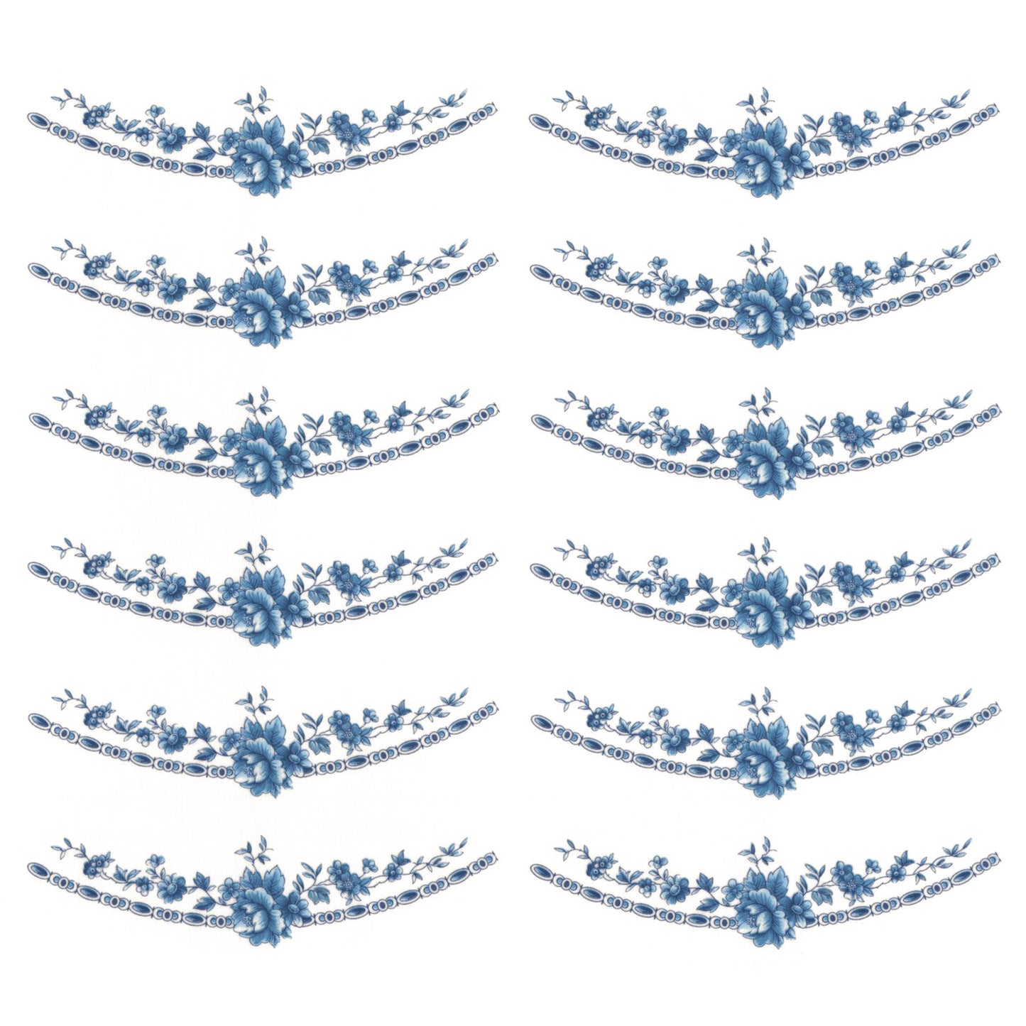 Royal Blue Rose Flowers Patterned Overglaze Ceramic Decals