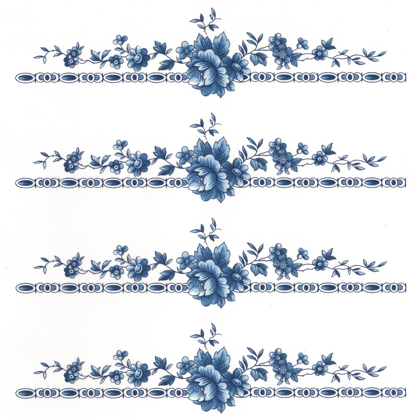 Royal Blue Rose Flowers Patterned Overglaze Ceramic Decals