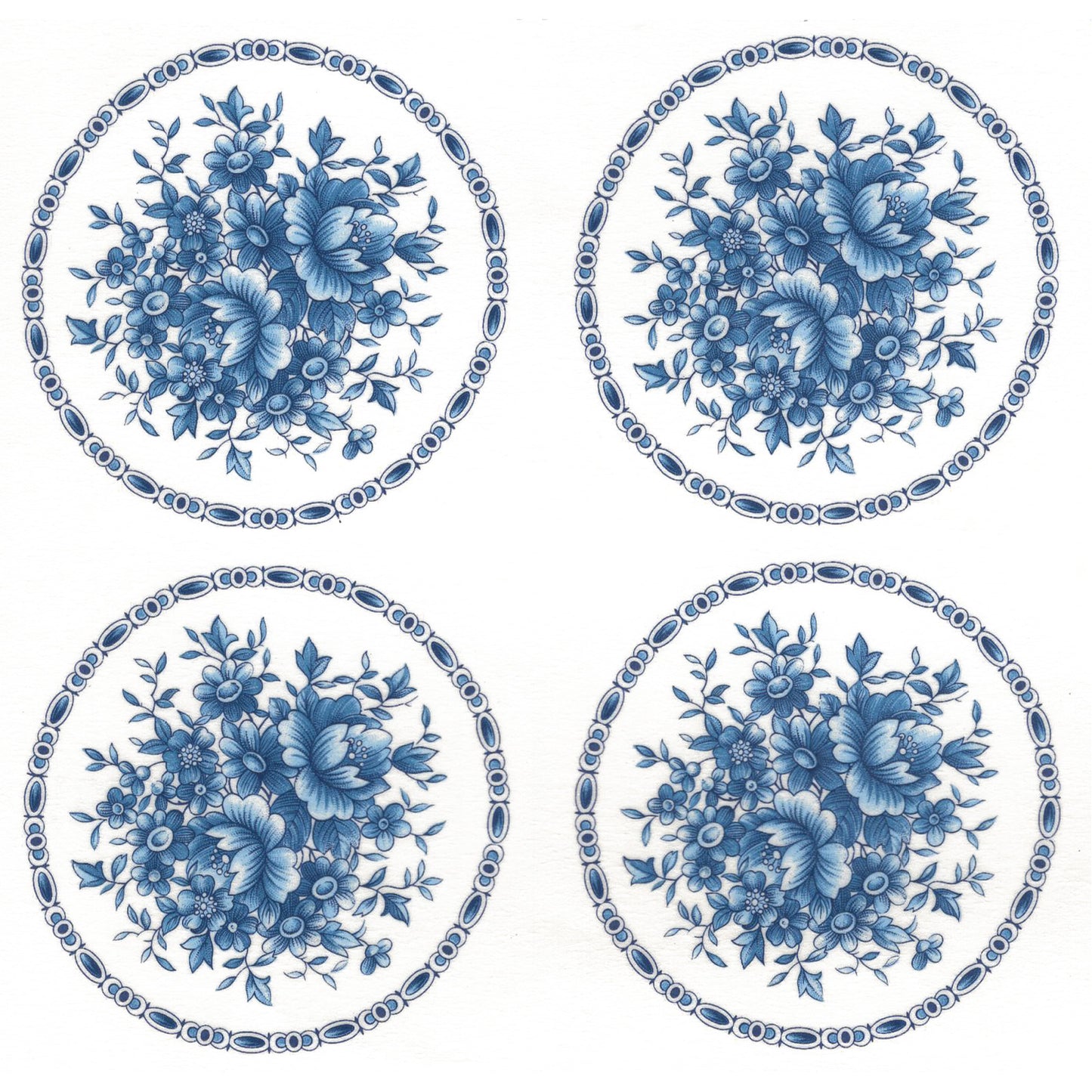 Royal Blue Rose Flowers Patterned Overglaze Ceramic Decals