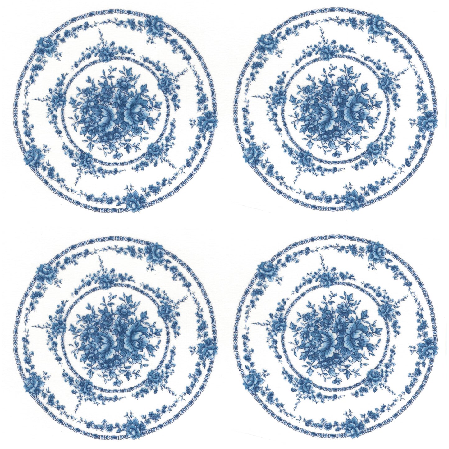 Royal Blue Rose Flowers Patterned Overglaze Ceramic Decals