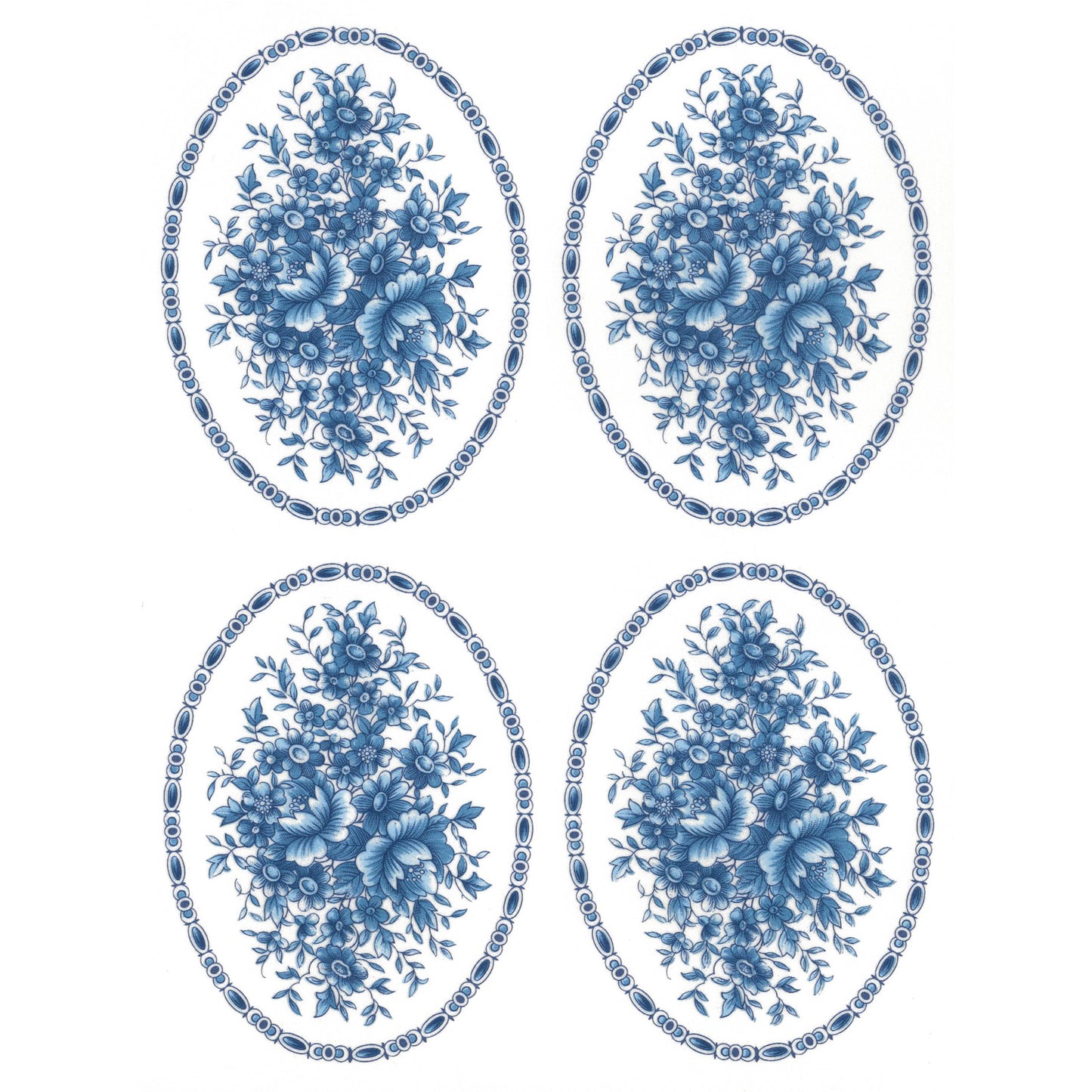 Royal Blue Rose Flowers Patterned Overglaze Ceramic Decals