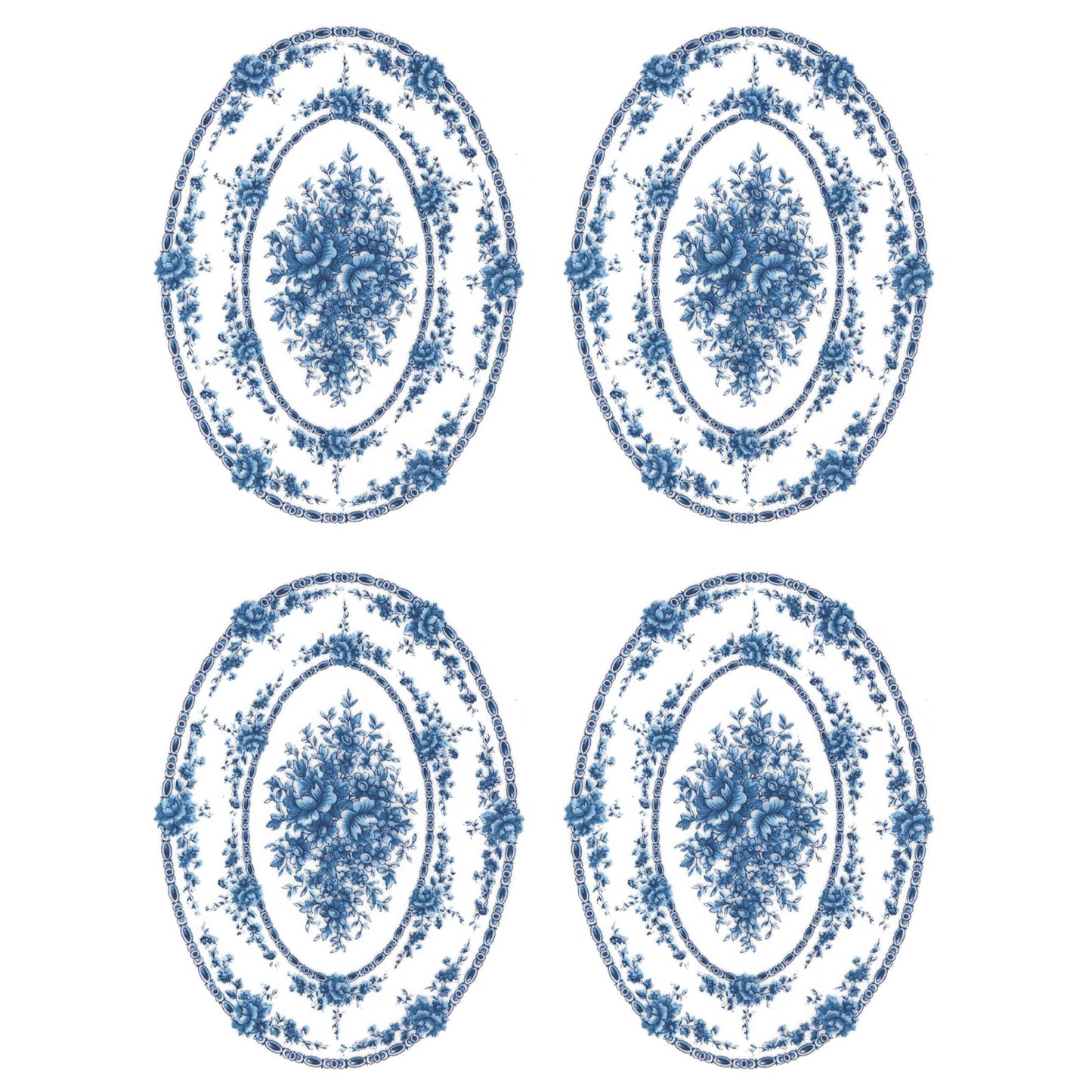 Royal Blue Rose Flowers Patterned Overglaze Ceramic Decals