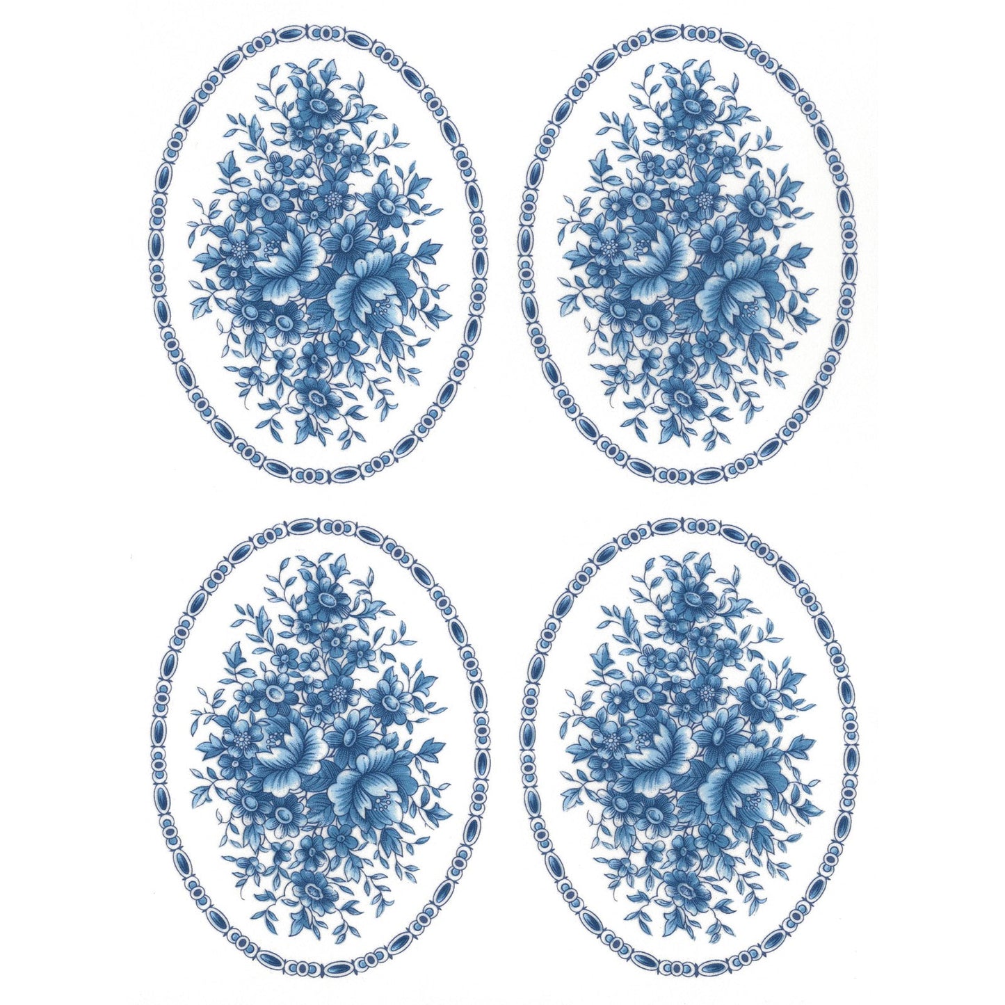 Royal Blue Rose Flowers Patterned Overglaze Ceramic Decals