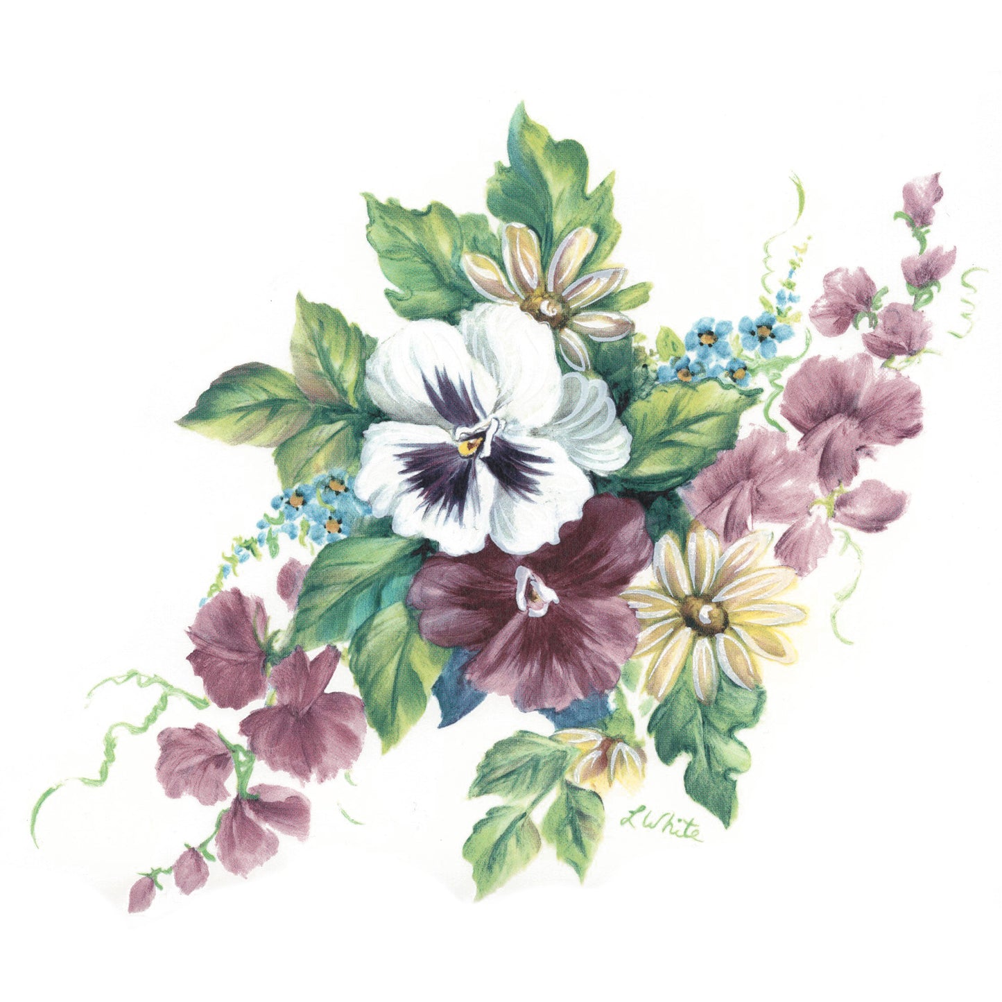 Flower Bouquet of Pansies Overglaze Ceramic Decals