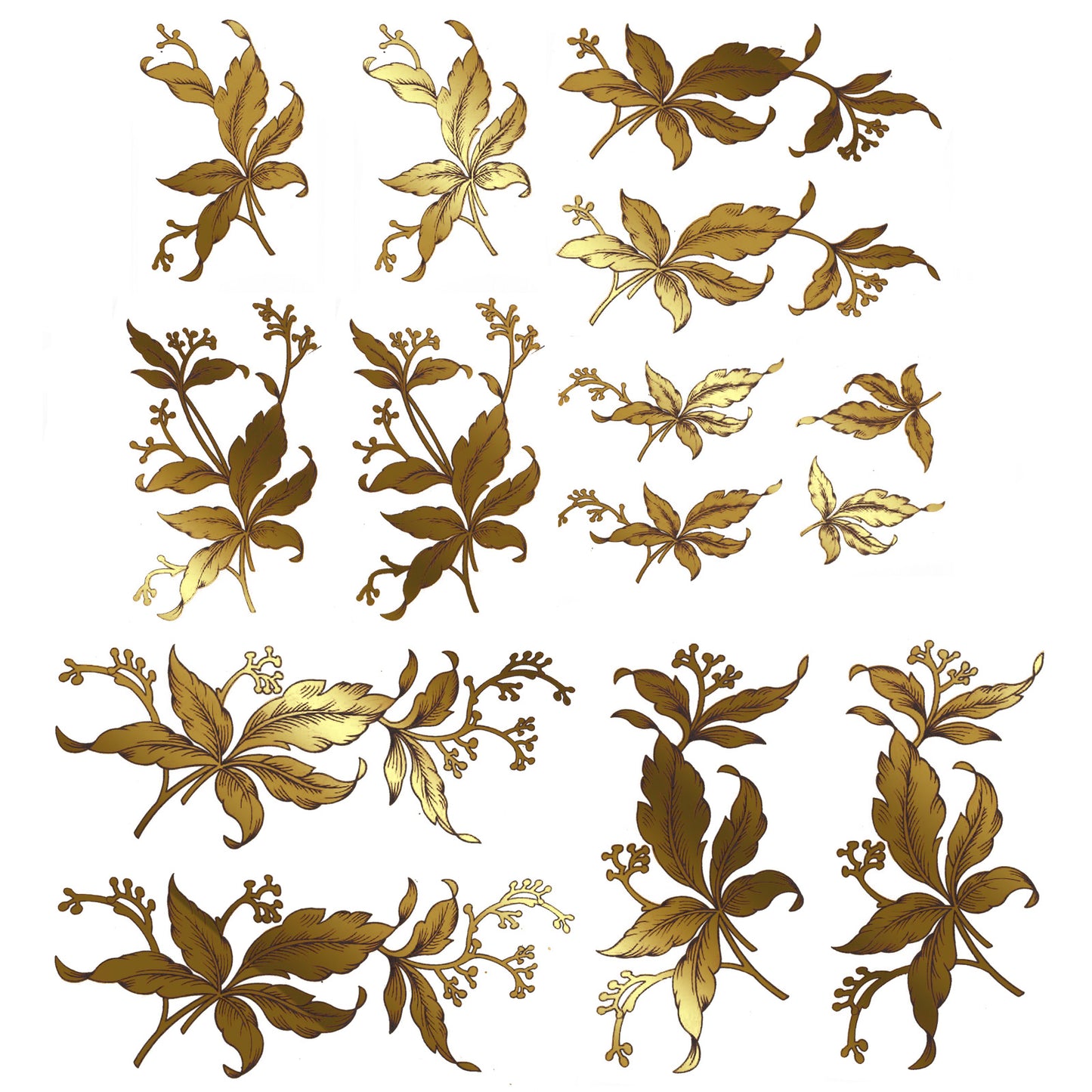 Flowers Gold Assorted Overglaze Ceramic Decals