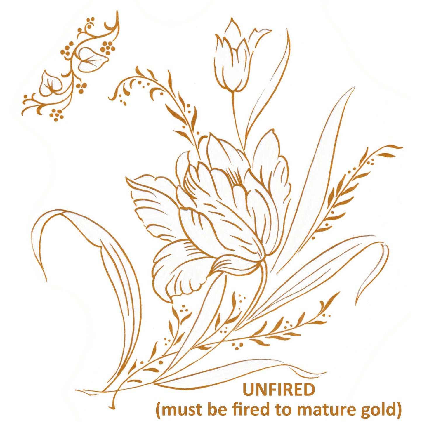 Flowers Gold Tulip Overglaze Ceramic Decals