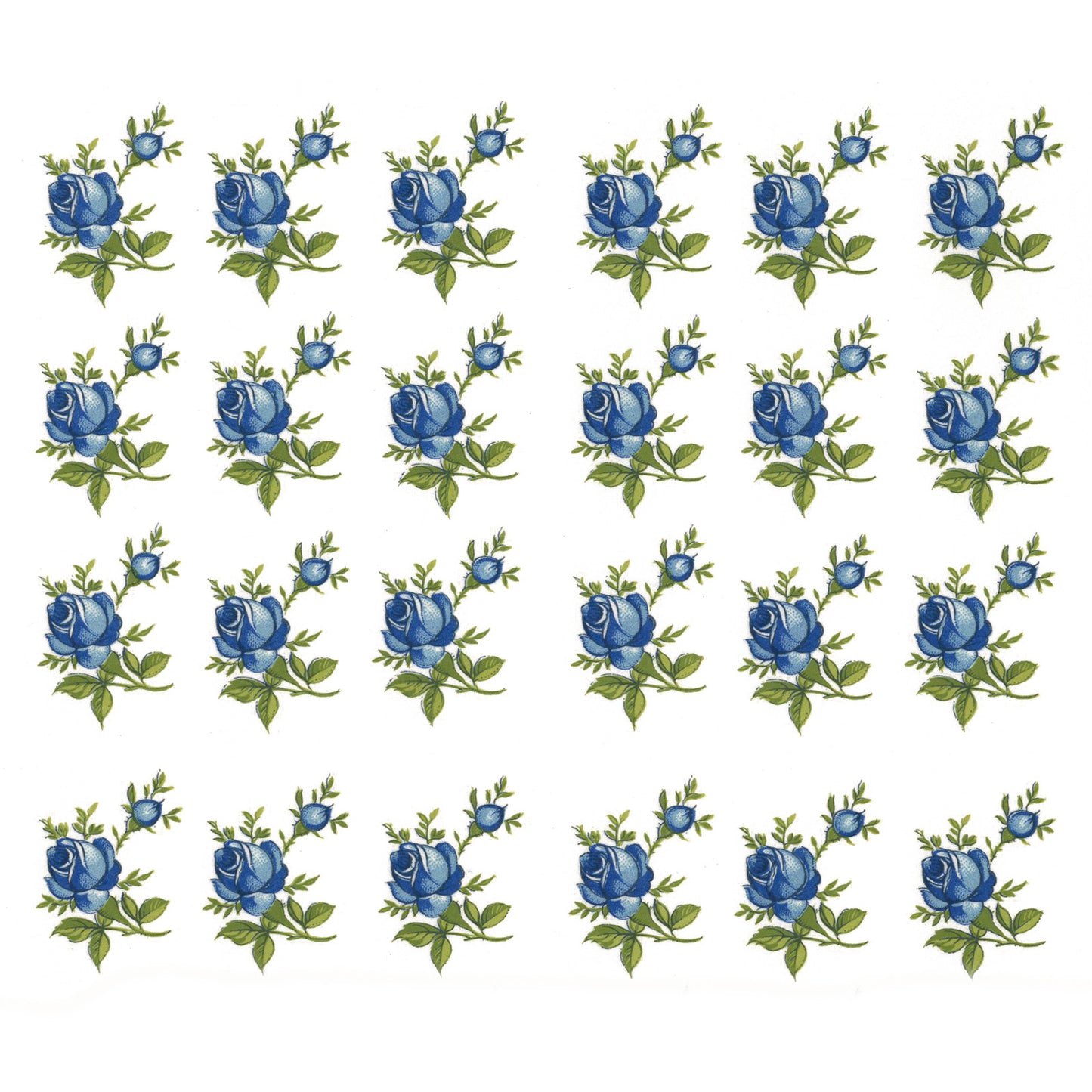 Flowers Blue Roses 1 Inch 33 pcs Overglaze Ceramic Decals