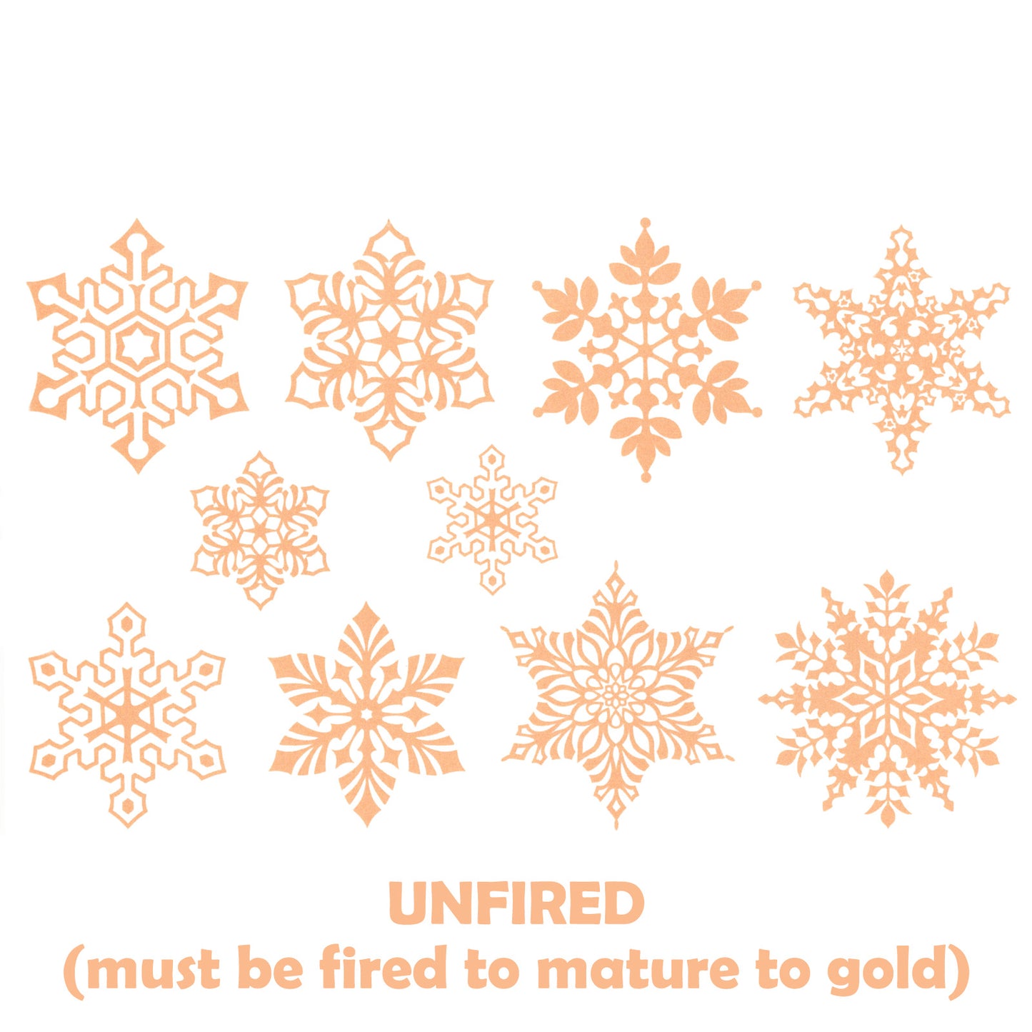 Snowflakes Gold Overglaze Ceramic Decals