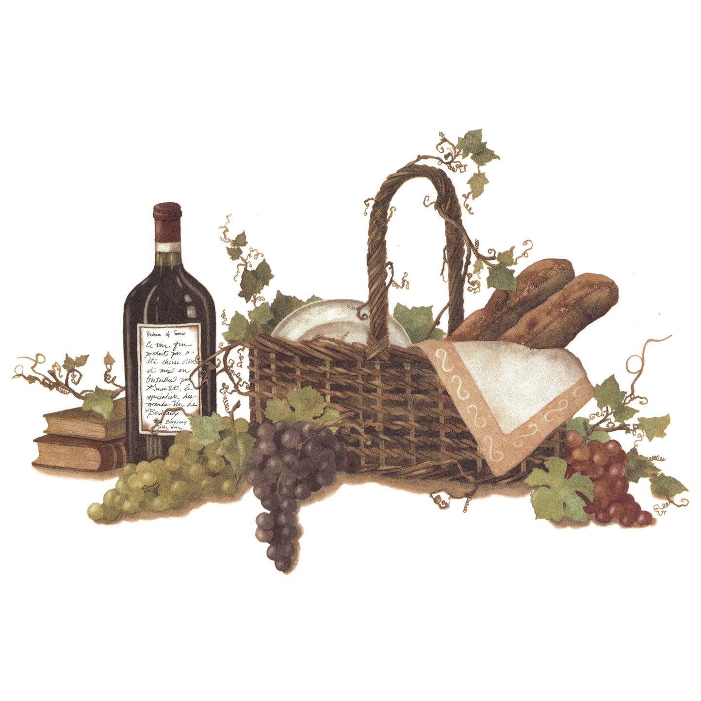 Wine Picnic Basket Overglaze Ceramic Decals