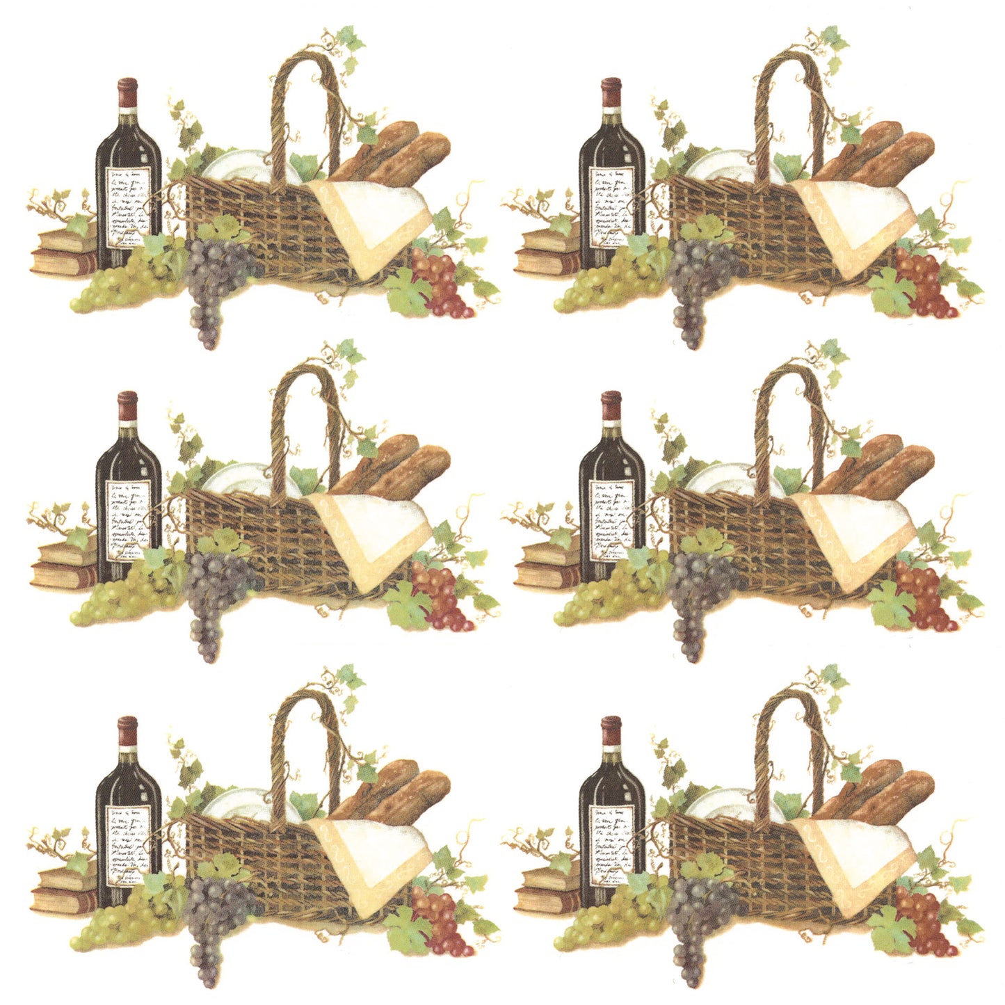 Wine Picnic Basket Mug Wrap Overglaze Ceramic Decals