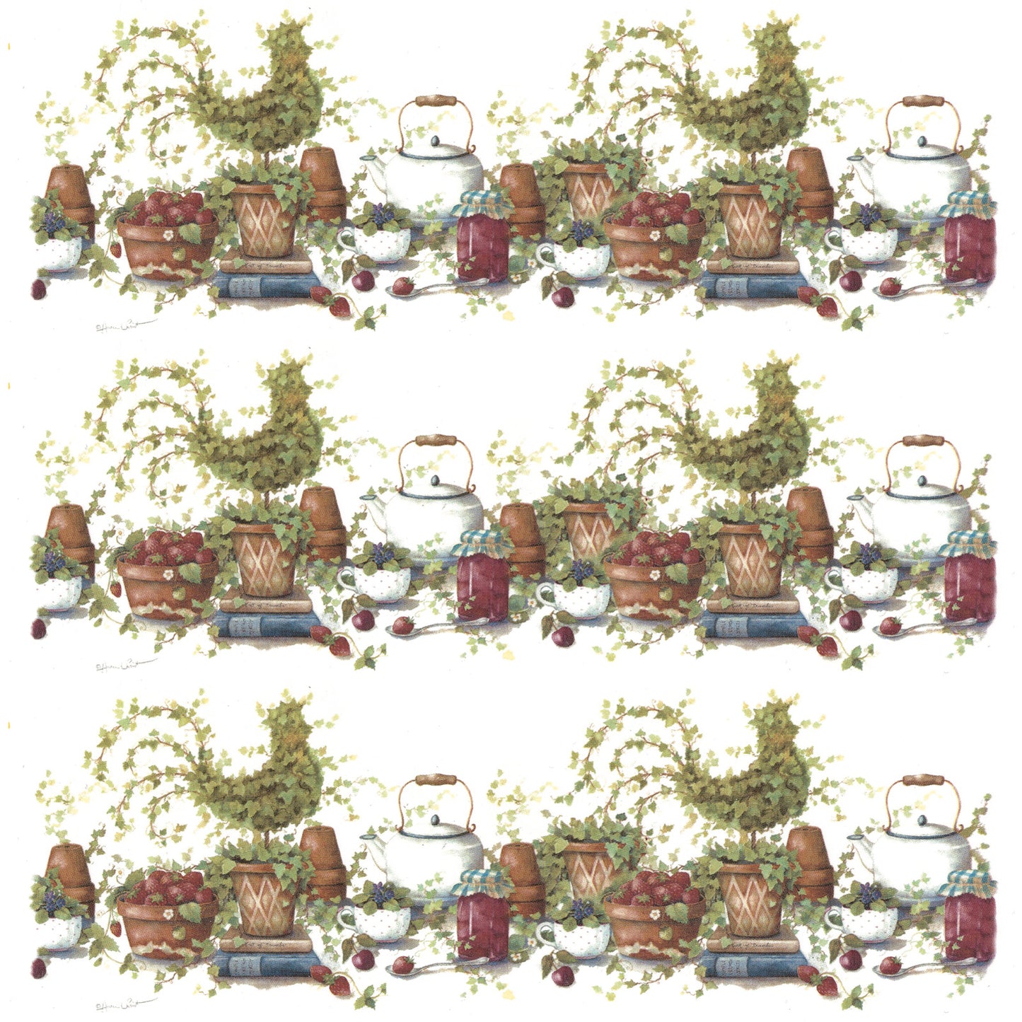 Rooster Topiary Overglaze Ceramic Decals