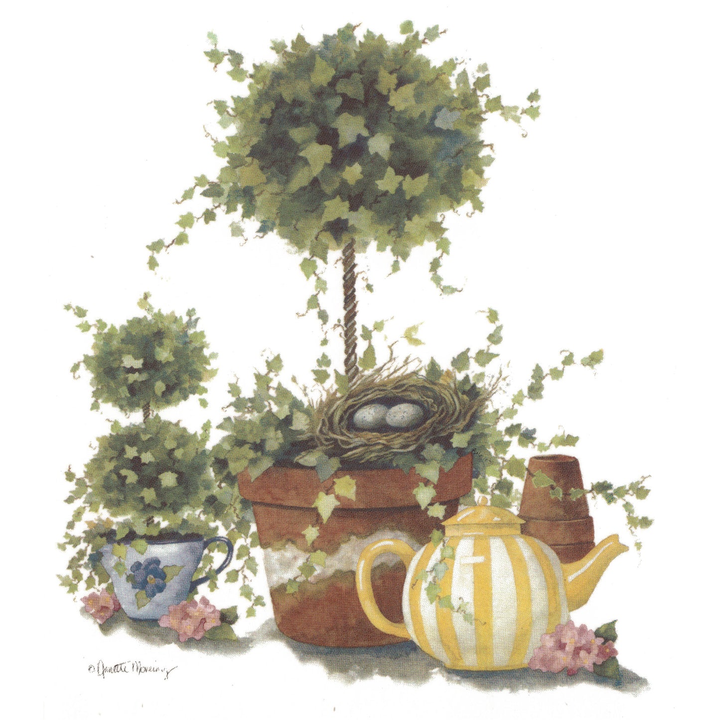 Topiary Bird Nest Overglaze Ceramic Decals
