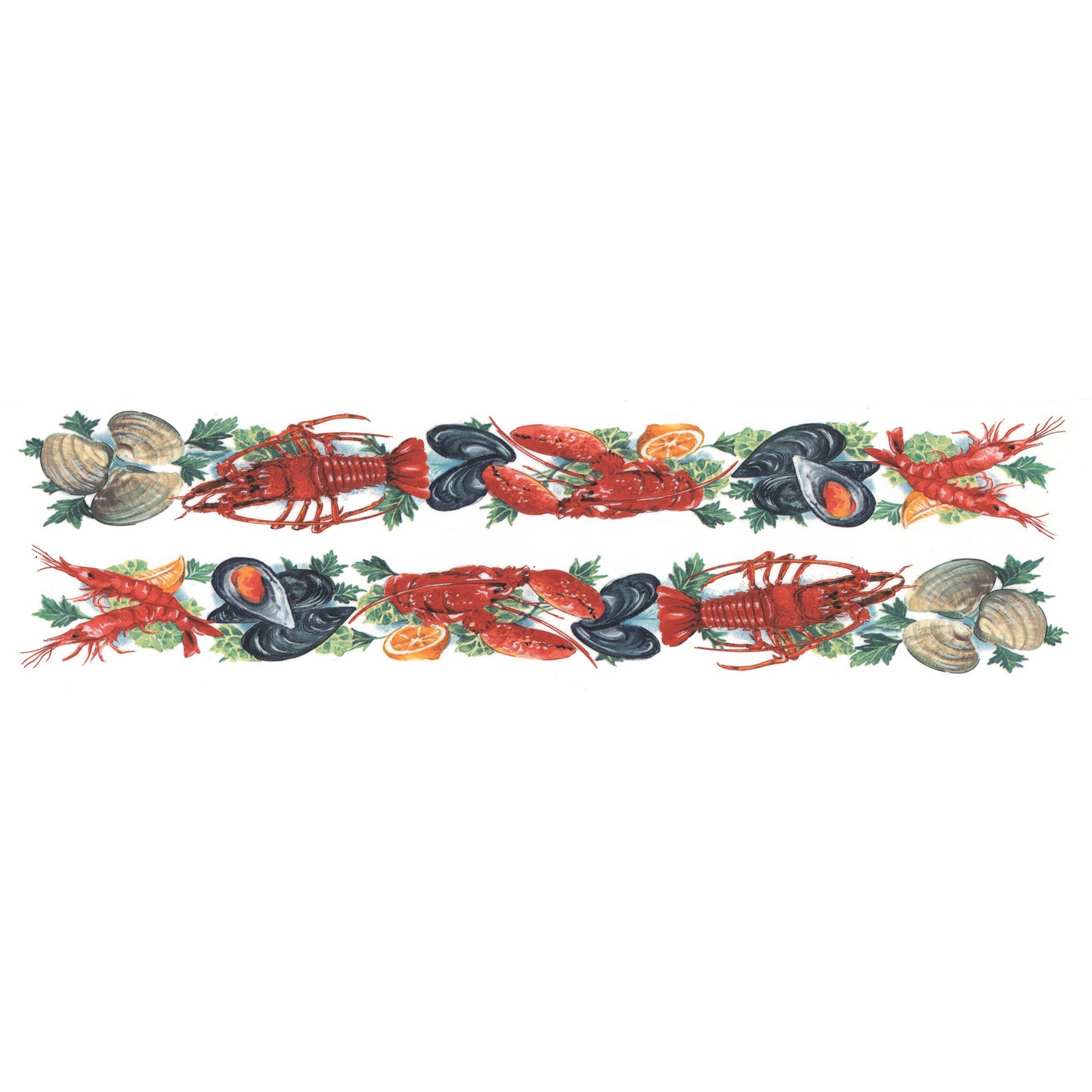 Seafood Crab Lobster Oyster Border Overglaze Ceramic Decals